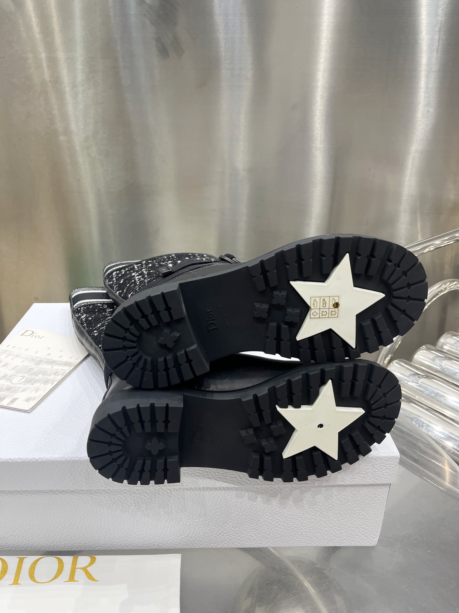 Dior FW23 Embroidered High Boots: Luxurious Wool & Leather, Lucky Star Sole 10 i1698600182 3353 8