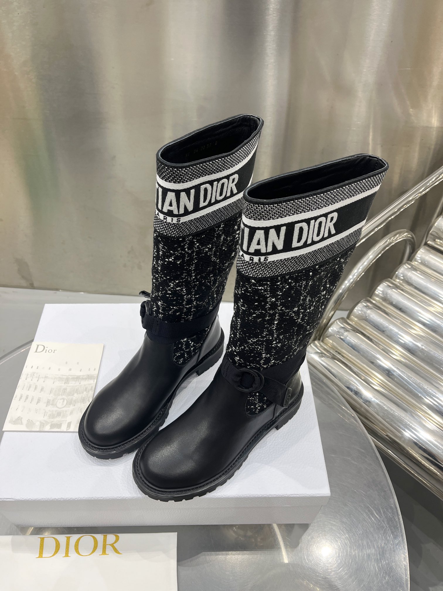 Dior FW23 Embroidered High Boots: Luxurious Wool & Leather, Lucky Star Sole 5 i1698600182 408 3