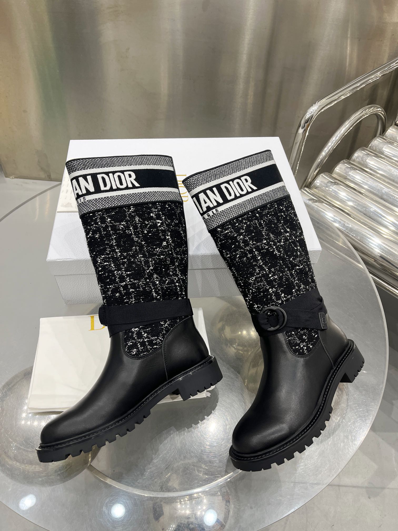 Dior FW23 Embroidered High Boots: Luxurious Wool & Leather, Lucky Star Sole 6 i1698600182 5301 4