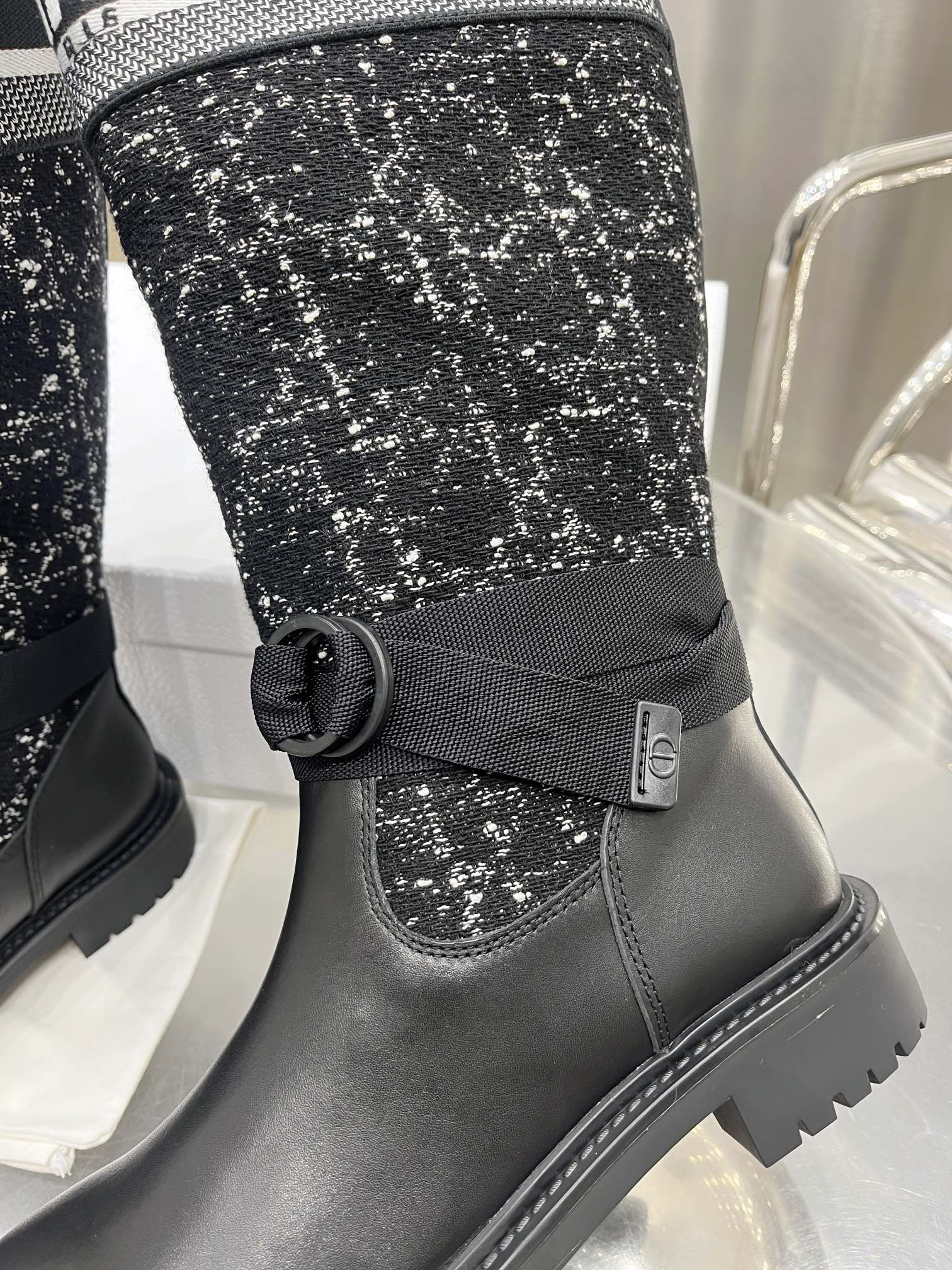 Dior FW23 Embroidered High Boots: Luxurious Wool & Leather, Lucky Star Sole 9 i1698600182 6676 7