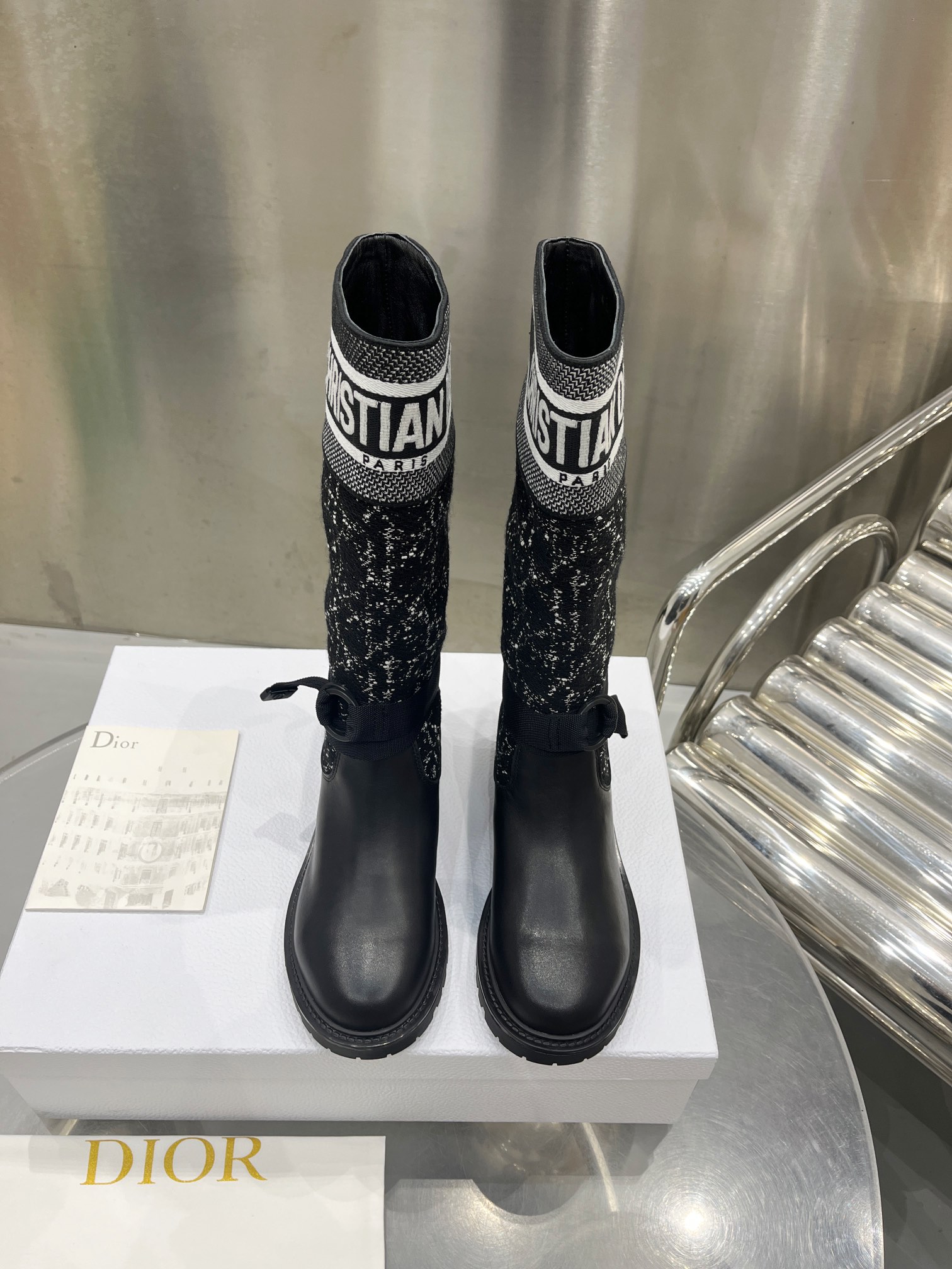 Dior FW23 Embroidered High Boots: Luxurious Wool & Leather, Lucky Star Sole 3 i1698600182 9390 1