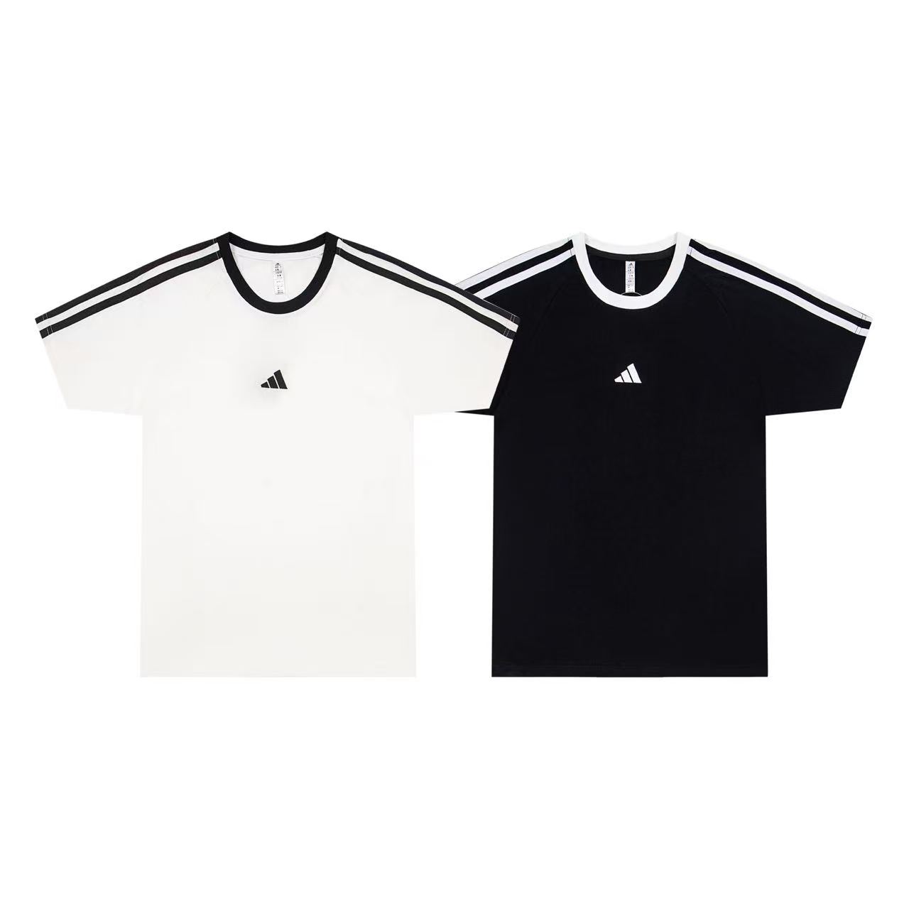 Modelo 5439 P70 Adidas clásico de tres rayas para parejas, hombre y mujer, camiseta deportiva casual de manga corta. Co…