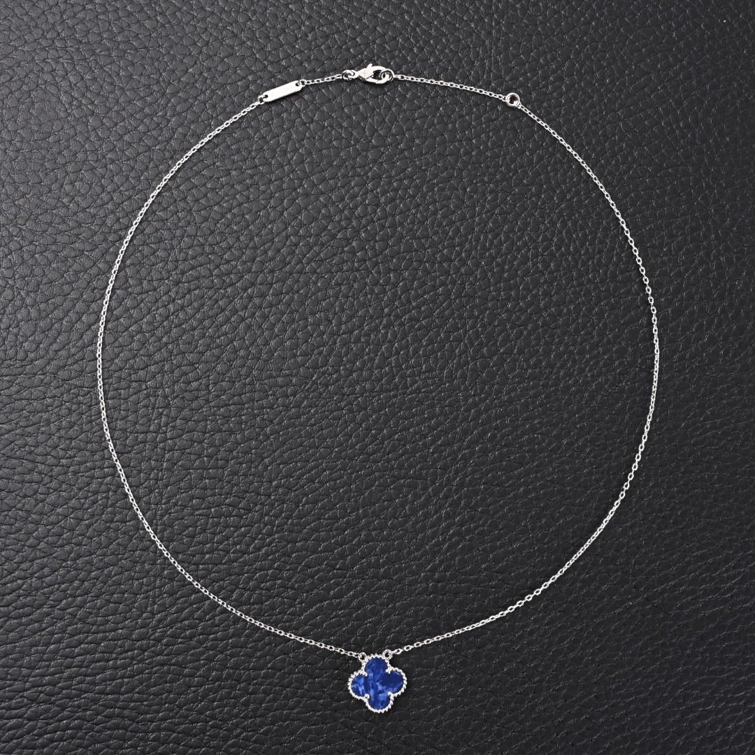 Van Cleef Arpels梵克雅宝VCA 经典四叶草项链 黑蓝 #纯银版本 附全套包装,包装损坏扣除20元,谢谢谅解