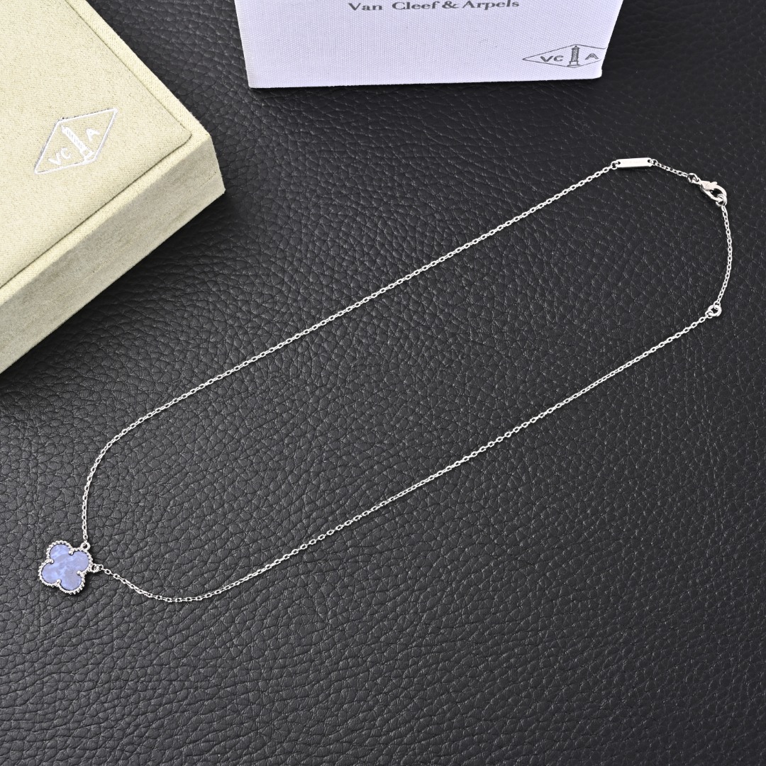 Van Cleef Arpels梵克雅宝VCA 经典四叶草项链 黑蓝 附包装