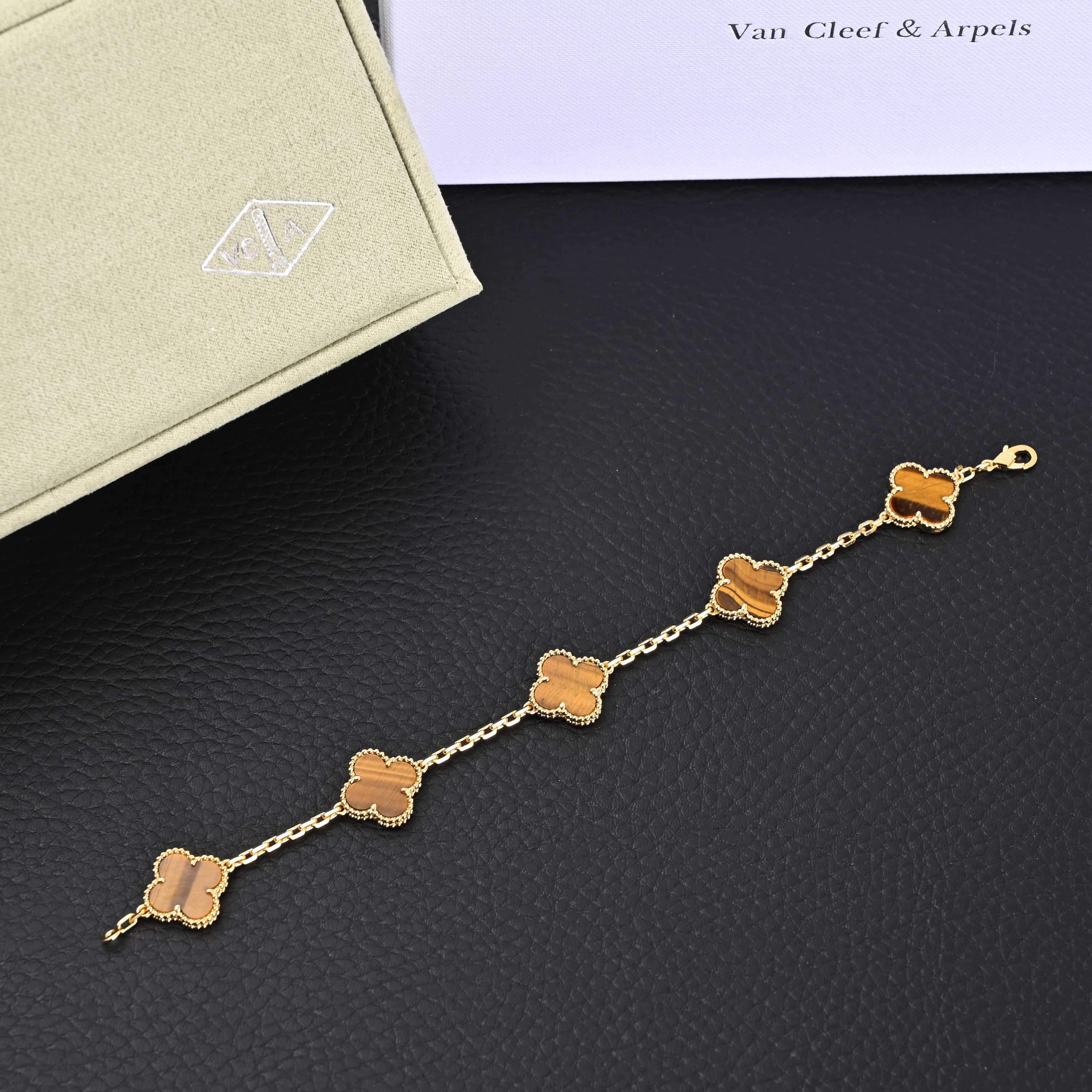 Van Cleef Arpels梵克雅宝VCA 黄玉髓贝母四叶草五花手链 附包装