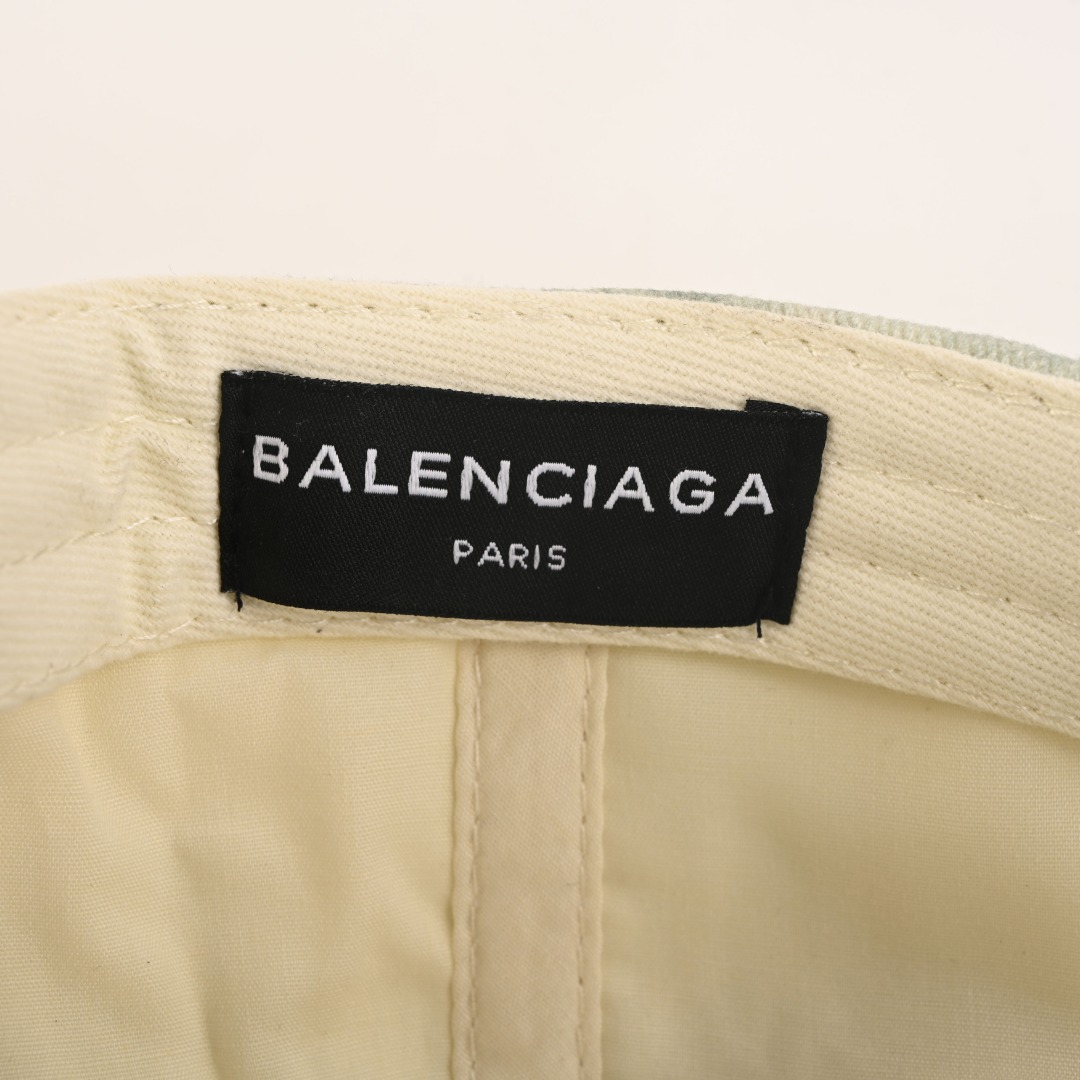 BALENCIAGA巴黎世家BLCG 做旧水洗波浪刺绣软顶棒球帽复古鸭舌帽