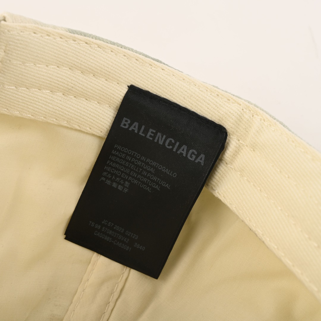 BALENCIAGA巴黎世家BLCG 做旧水洗波浪刺绣软顶棒球帽复古鸭舌帽