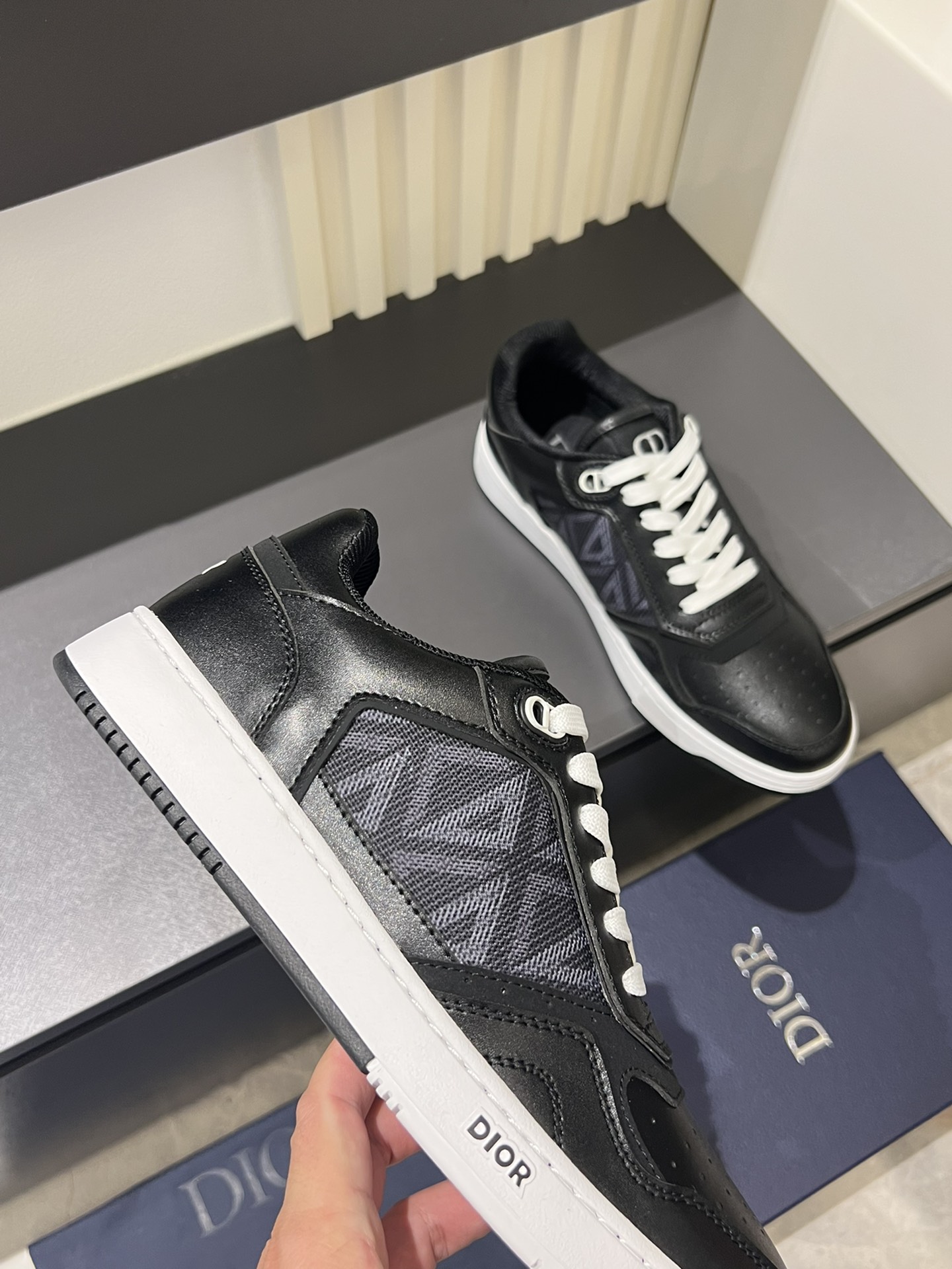 Dior B27 High-Top Sneakers Black Leather Oblique Jacquard, Men Size 38-44 9 i1717490751 4955 3