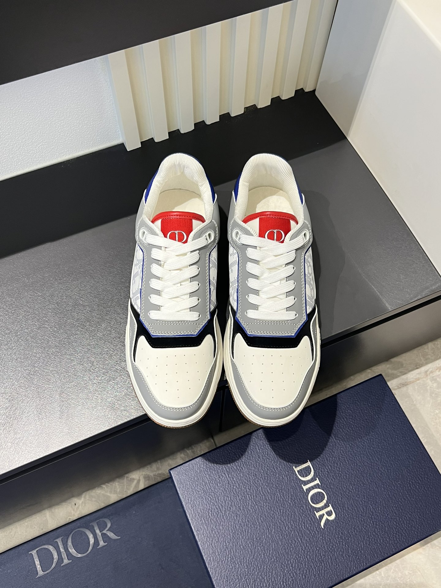 Dior B27 High-Top Sneakers - Gray & White Leather with Oblique Print 1 Dior B27 High-Top Sneakers - Gray & White Leather with Oblique Print