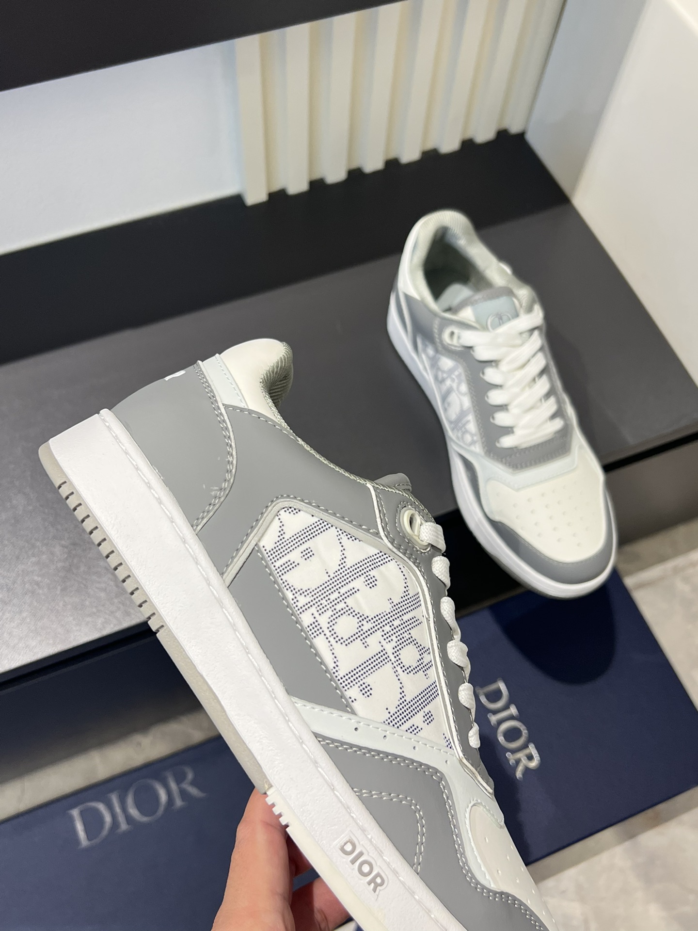 Dior B27 Low-Top Sneakers Grey White Oblique Casual Shoes Size 38-44 9 i1717491620 6816 1