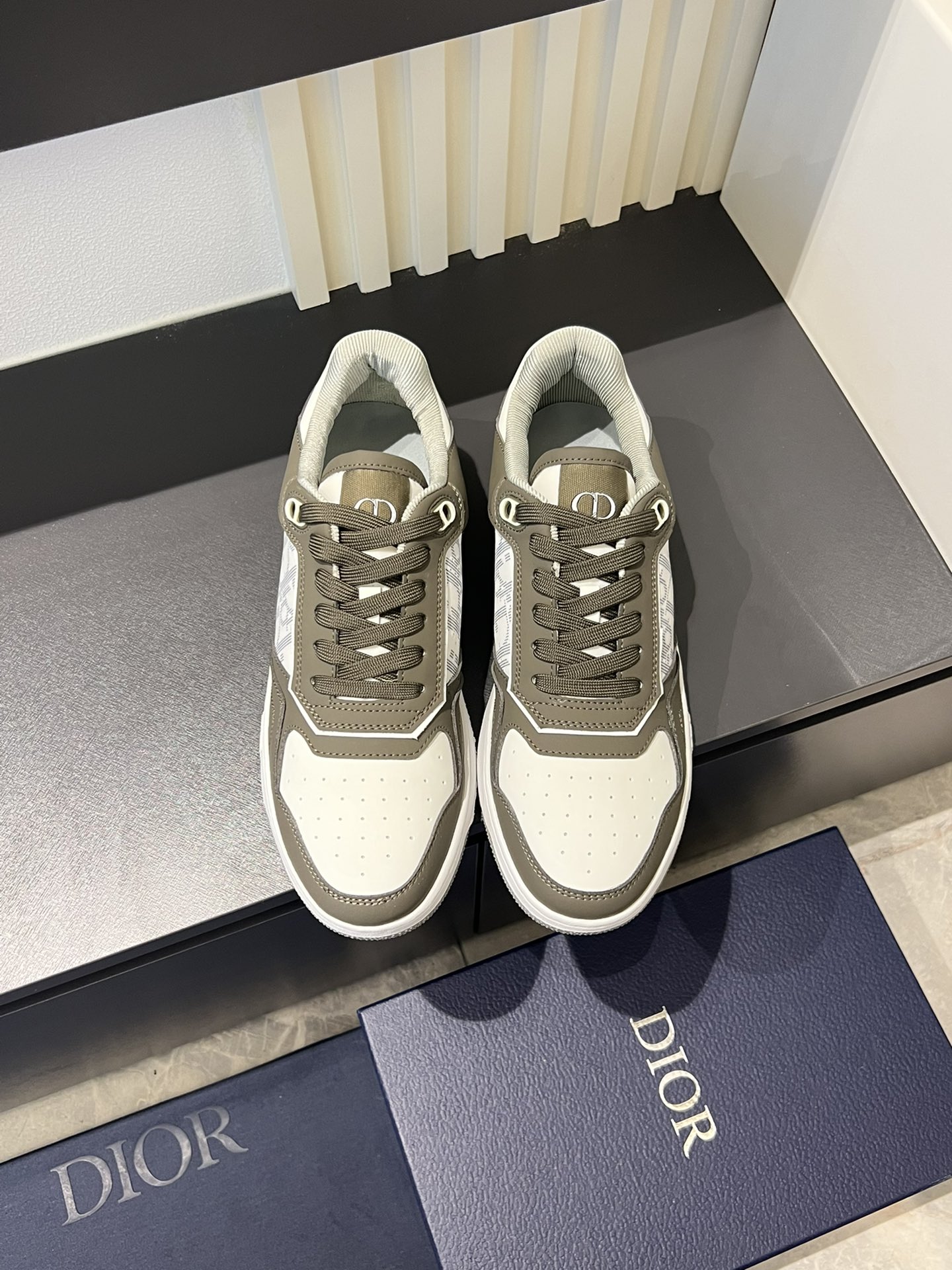 Dior B27 High-Top Sneakers Gray and White Leather Oblique Print 2 i1717491759 1415 4