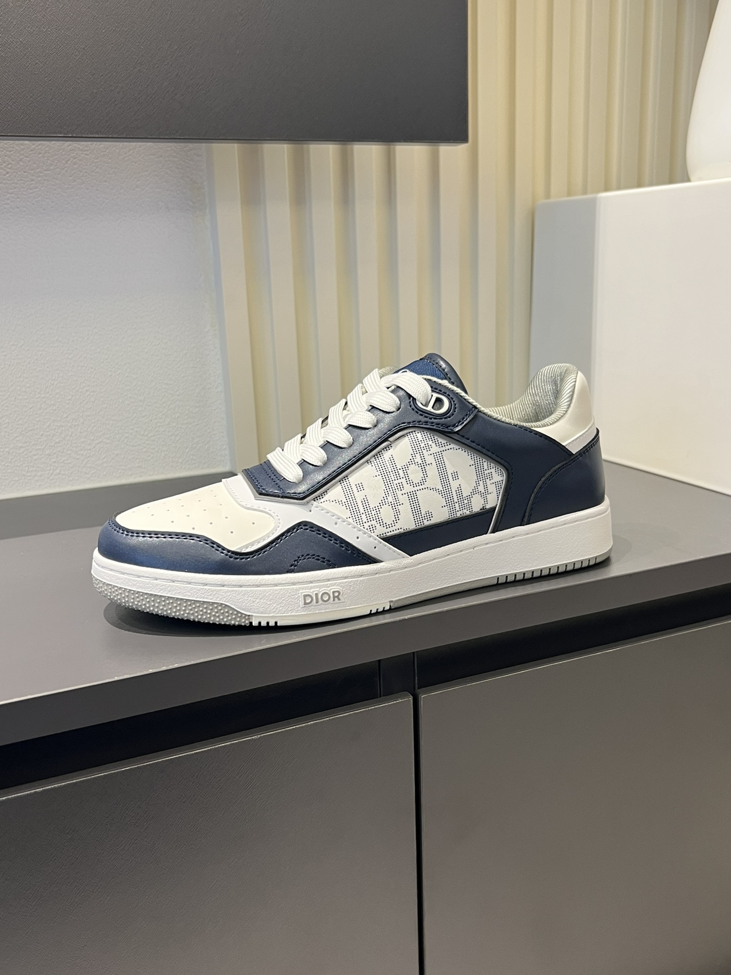 Dior B27 High-Top Sneakers in Gray and White Leather with Oblique Print 5 i1717491863 7923 2