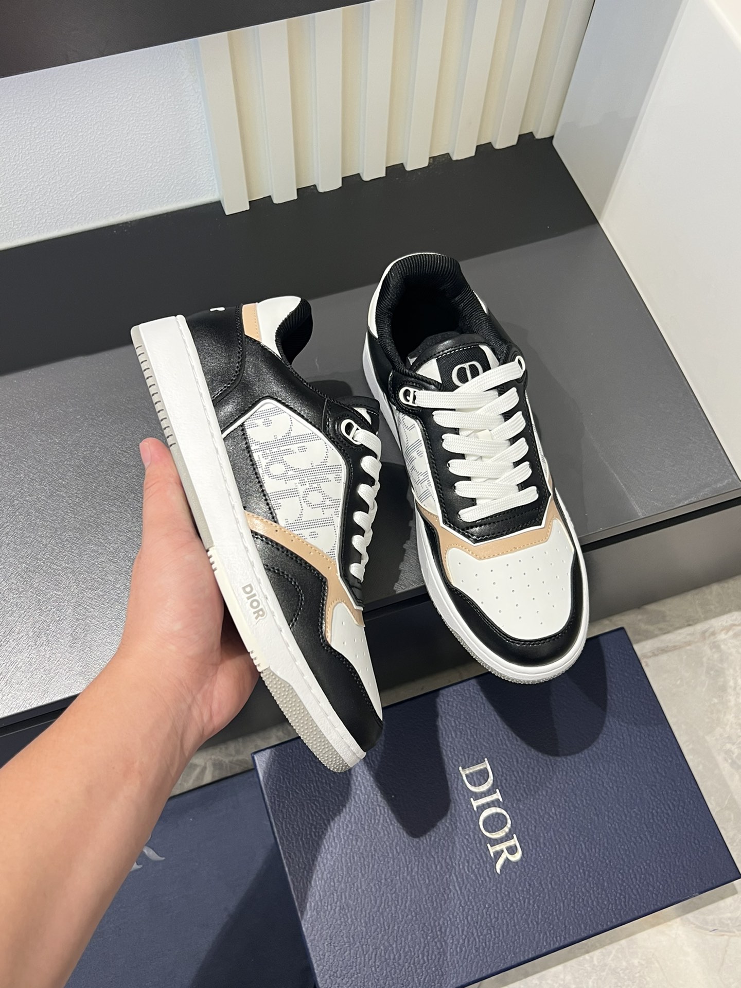 Dior B27 Low-Top Sneakers White/Gray Oblique Leather Casual Shoes For Men 7 i1717491926 8063 4