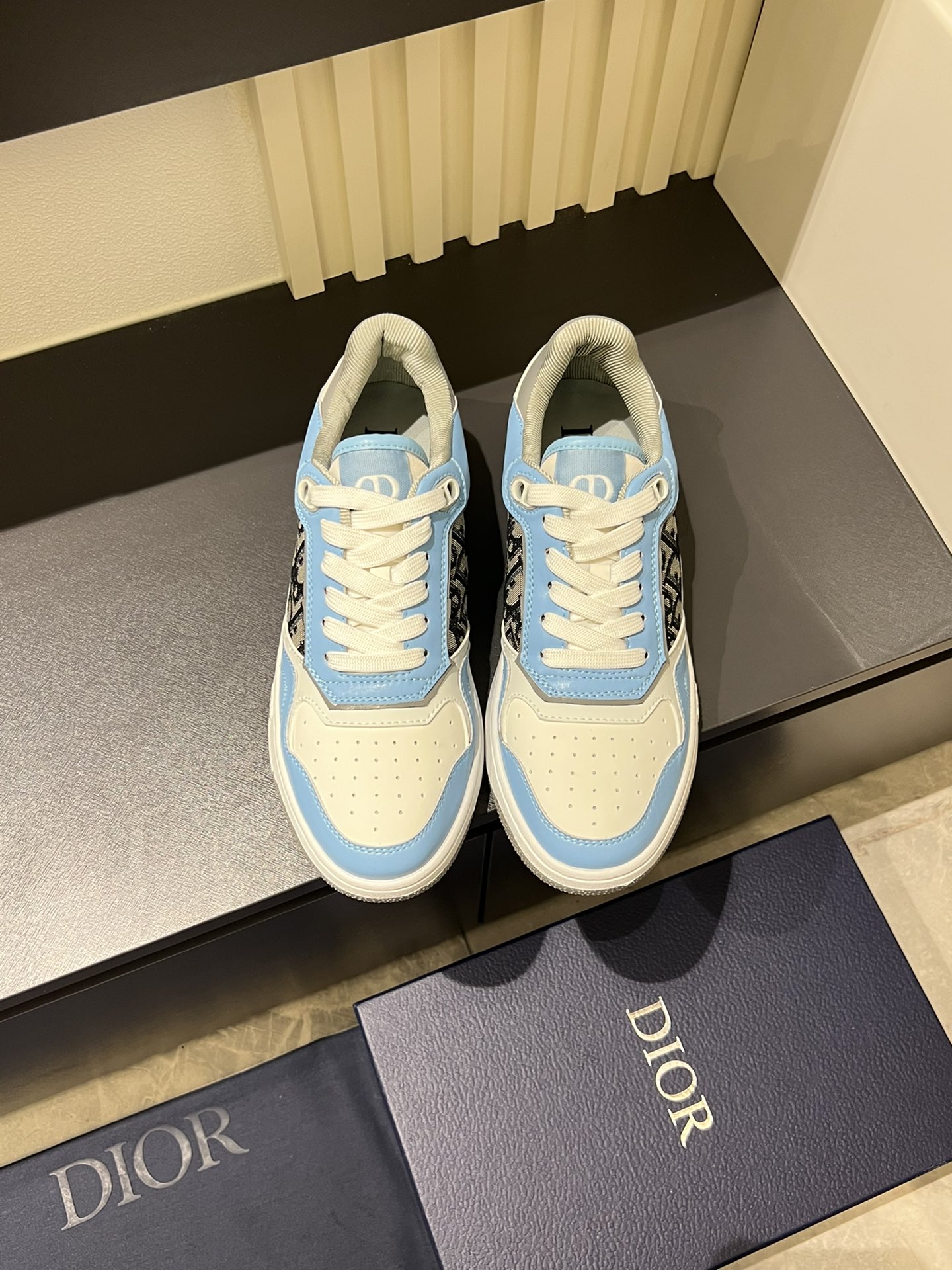 Dior B27 Light Blue Oblique Sneakers Low-Top Casual Shoes Unisex 2 i1717492110 3673 4