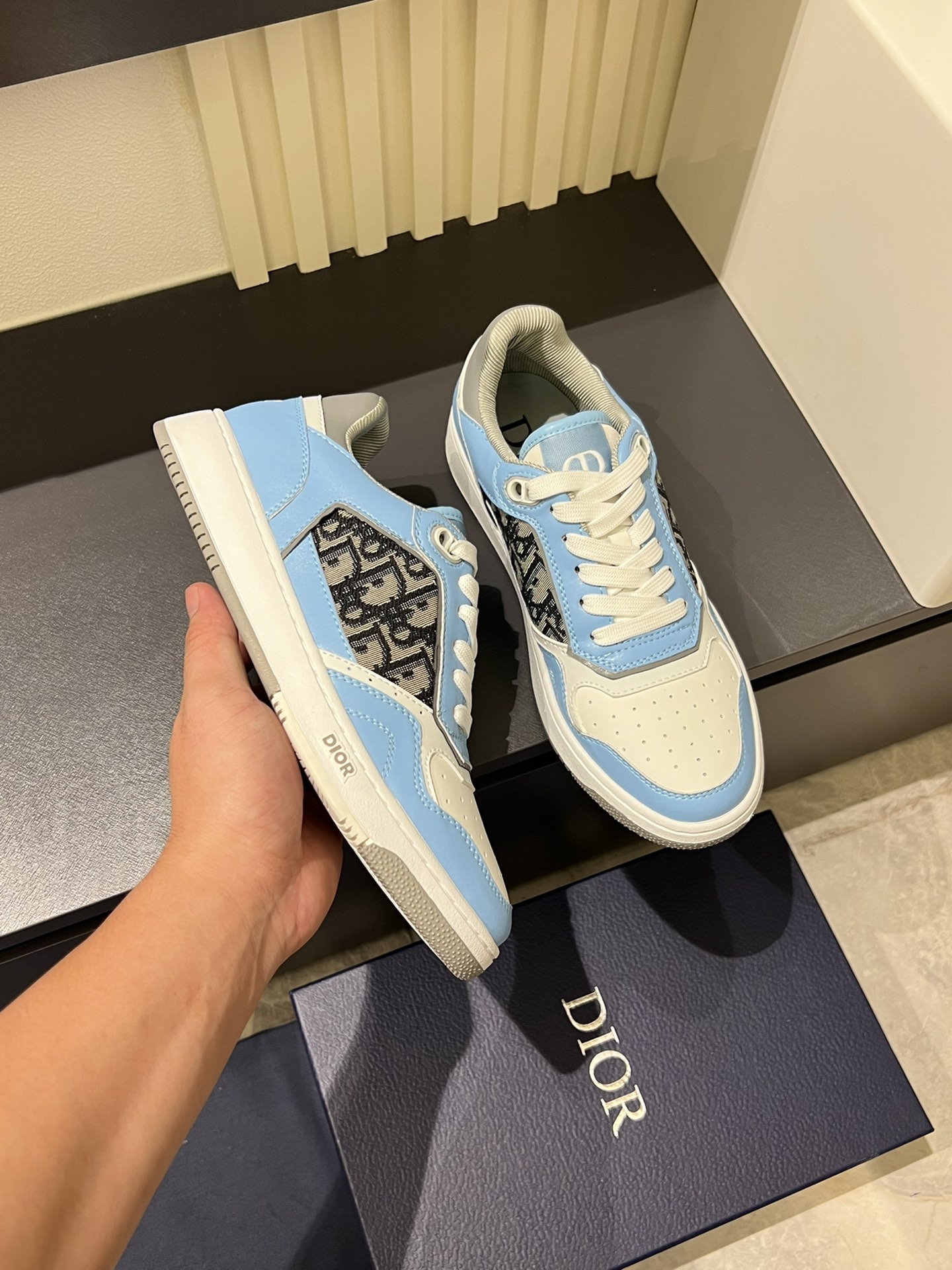 Dior B27 Light Blue Oblique Sneakers Low-Top Casual Shoes Unisex 7 i1717492110 652 2