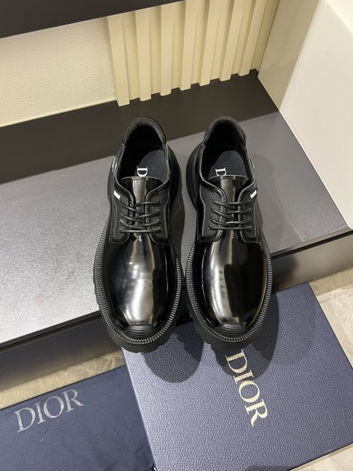 Dior Men's Classic Black Leather Derby Shoes with Shawn Stussy Logo 1 Dior Men's Classic Black Leather Derby Shoes with Shawn Stussy Logo