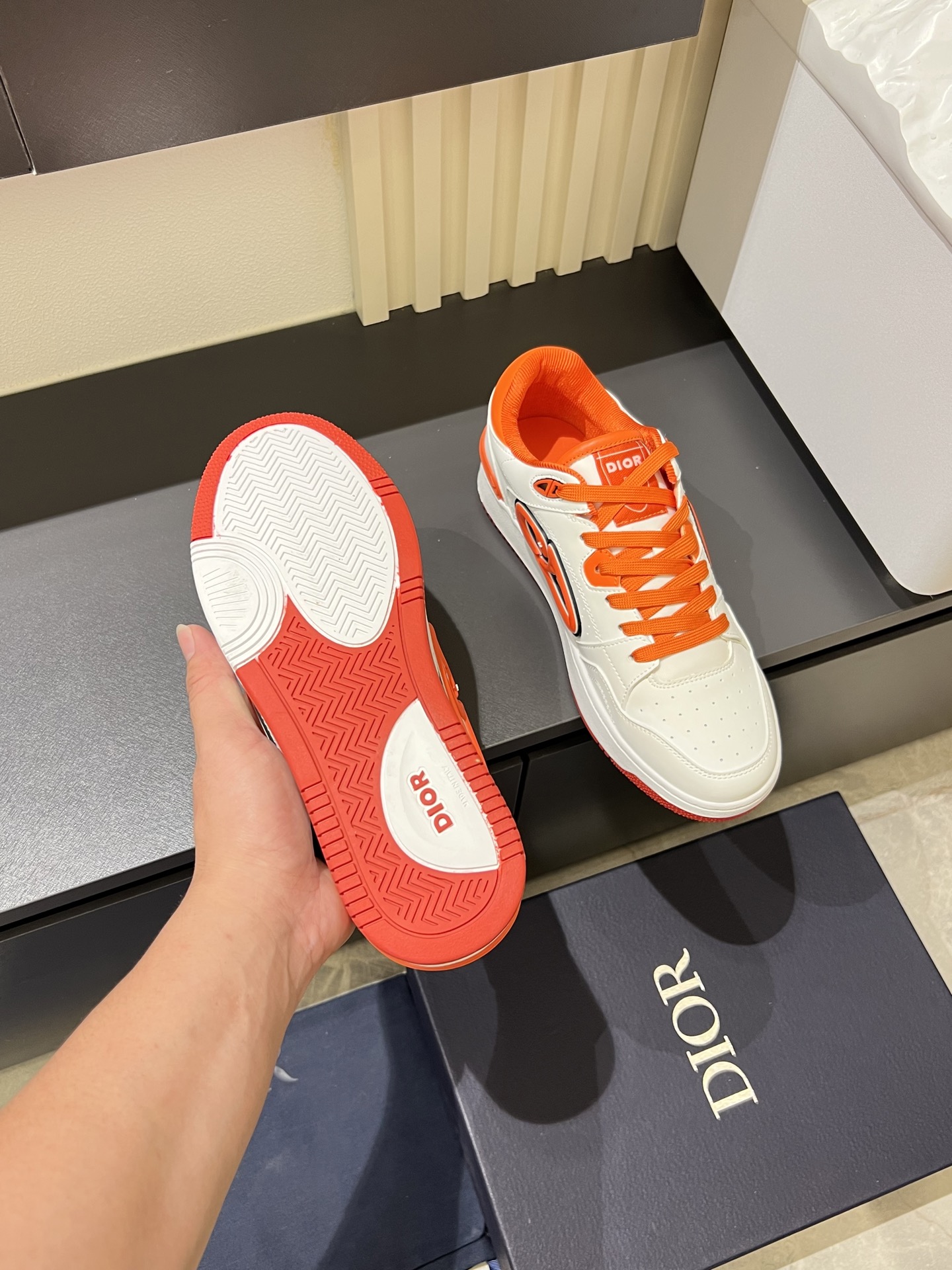 Dior B27 High-Top Sneakers White and Orange Leather Casual Shoes 9 i1745833008697 4031 0 3