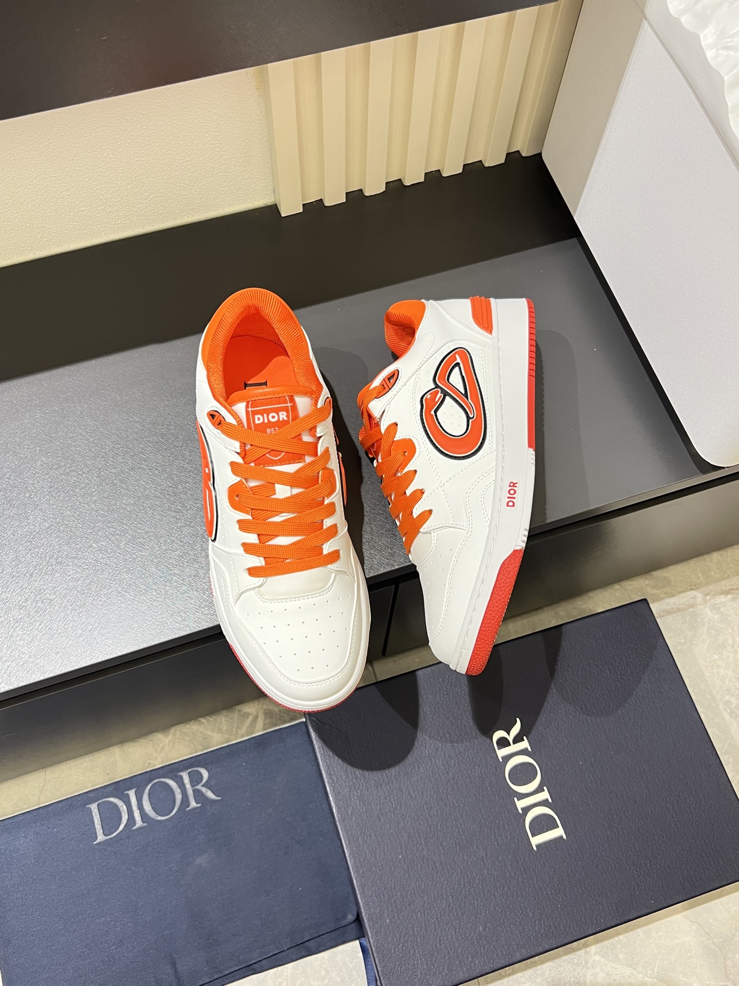 Dior B27 High-Top Sneakers White and Orange Leather Casual Shoes 5 i1745833008700 9176 0 1
