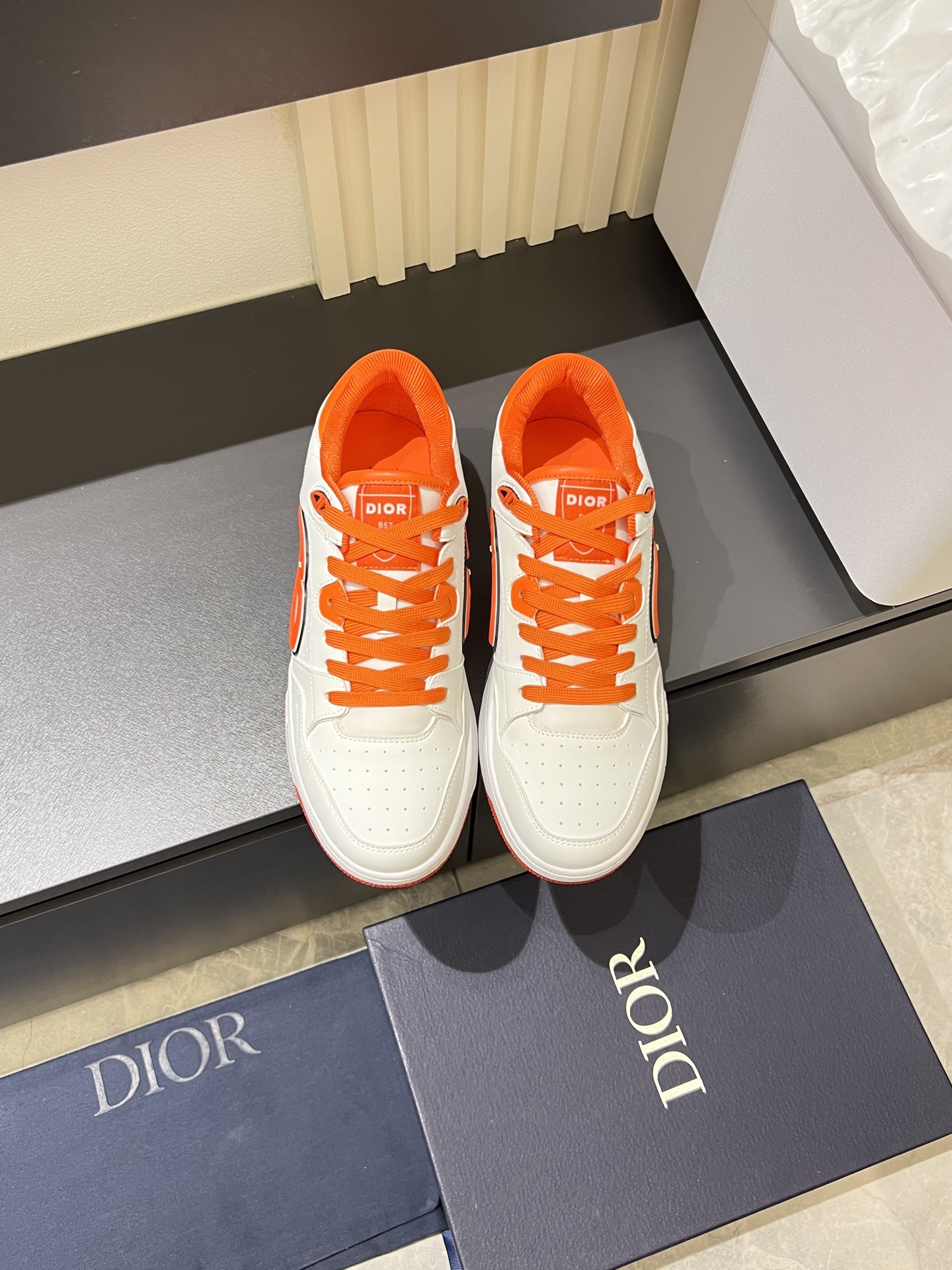 Dior B27 High-Top Sneakers White and Orange Leather Casual Shoes 2 i1745833008701 2691 0 0