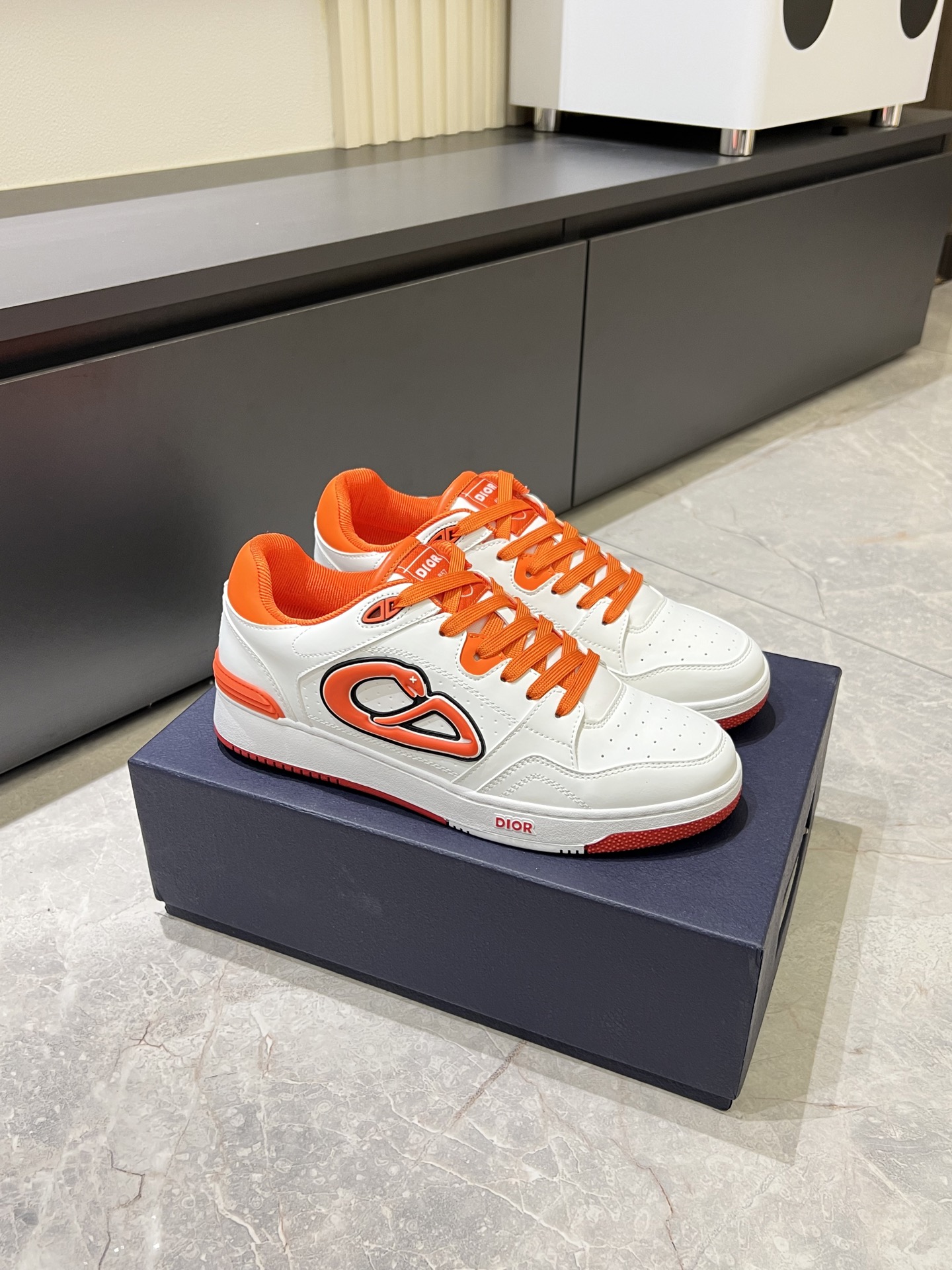 Dior B27 High-Top Sneakers White and Orange Leather Casual Shoes 3 i1745833011637 5236 0 8