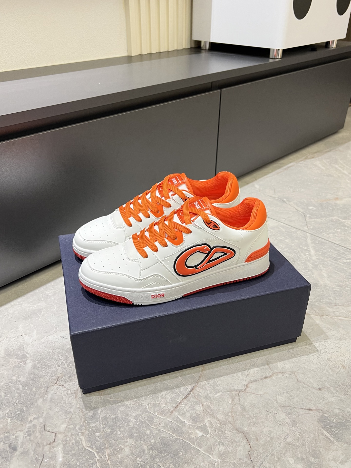 Dior B27 High-Top Sneakers White and Orange Leather Casual Shoes 4 i1745833011702 1763 0 7