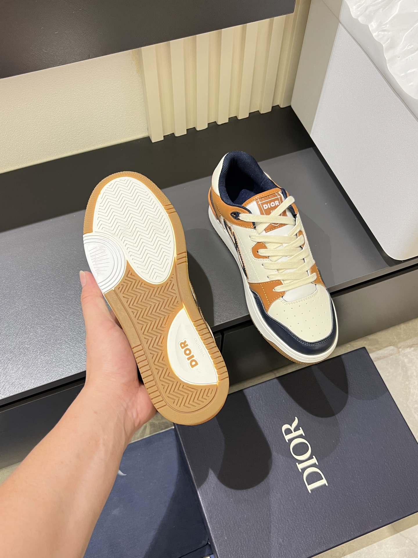 Dior B27 High-Top Sneakers - Gray and White Leather with Oblique Print 9 i1745833171727 9361 0 6