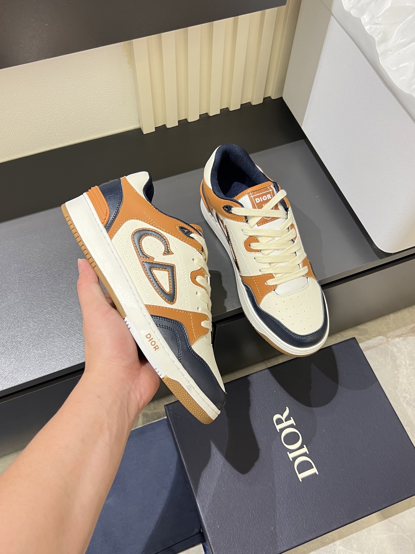 Dior B27 High-Top Sneakers - Gray and White Leather with Oblique Print 8 i1745833171819 9565 0 5