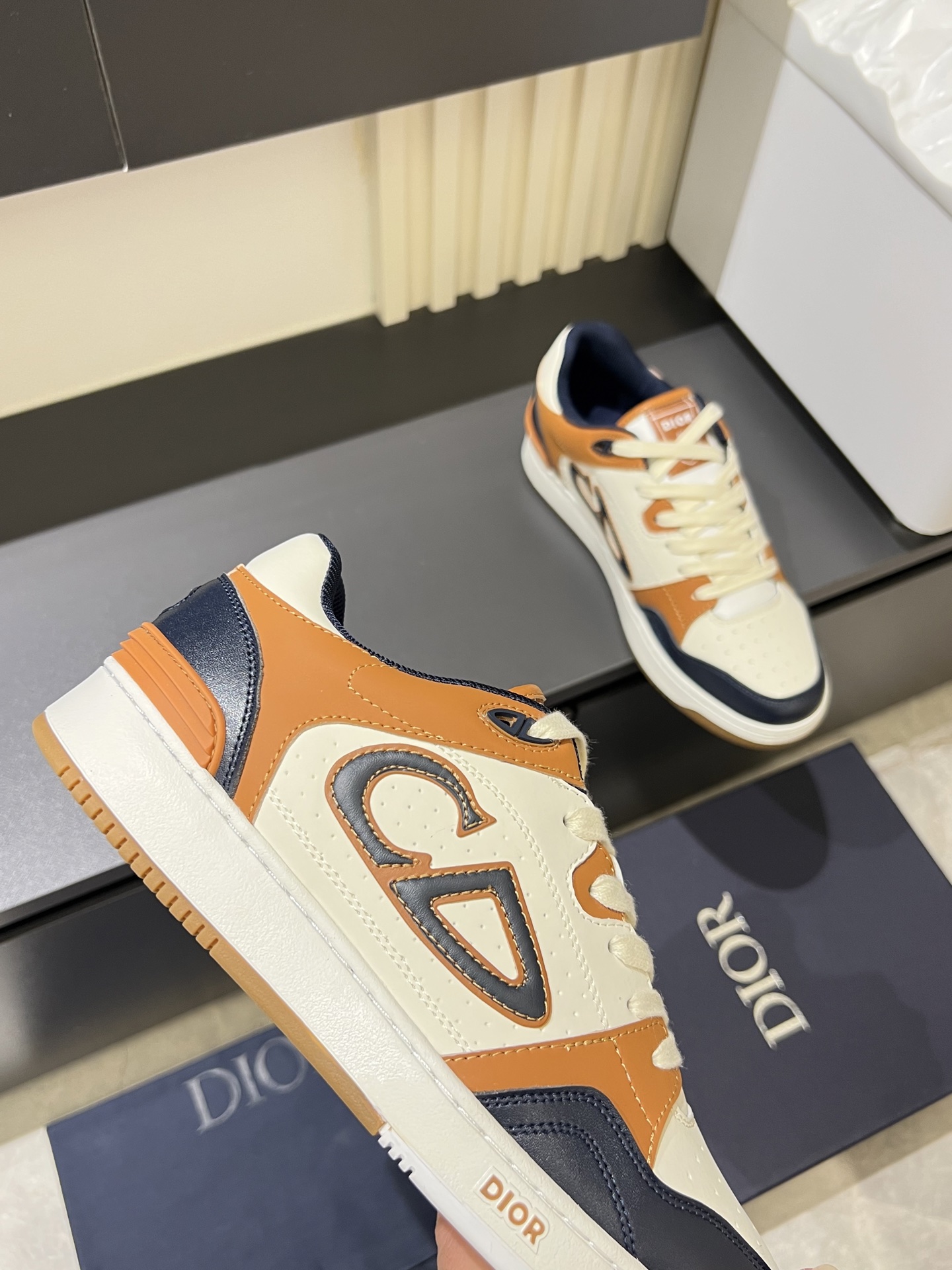 Dior B27 High-Top Sneakers - Gray and White Leather with Oblique Print 7 i1745833171883 7241 0 7