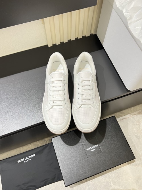 Yves Saint Laurent White Leather Casual Sneakers, Nappa Leather, Silver Accents 1 Yves Saint Laurent White Leather Casual Sneakers, Nappa Leather, Silver Accents