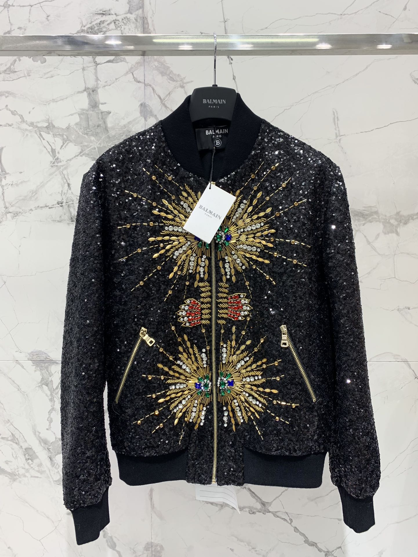NO:951052,* Bal's sequined jacket, heavily beaded jacket, sequined custom satin, handmade, high-end starry sky sparkling style, celebrity style, wardrobe must-have, heavy embroidery, yardage SML, Balmain-clothing, balmain, jackets & coats,19860909* 巴尔家 亮片夹克重工钉珠夹克 亮片定制色丁料 手工打造 高级星空闪耀款 明星同款 衣橱必备 重工刺绣 码数SML,巴尔曼-服装,balmain,jackets & coats,,Women's clothing