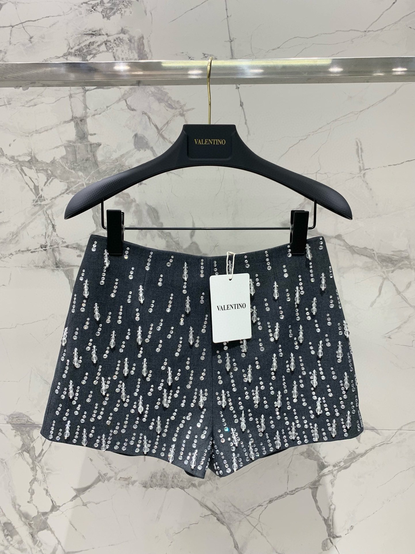 Elegant Gray Wool Blend Dress with Rhinestone Accents – Party & Special Occasion