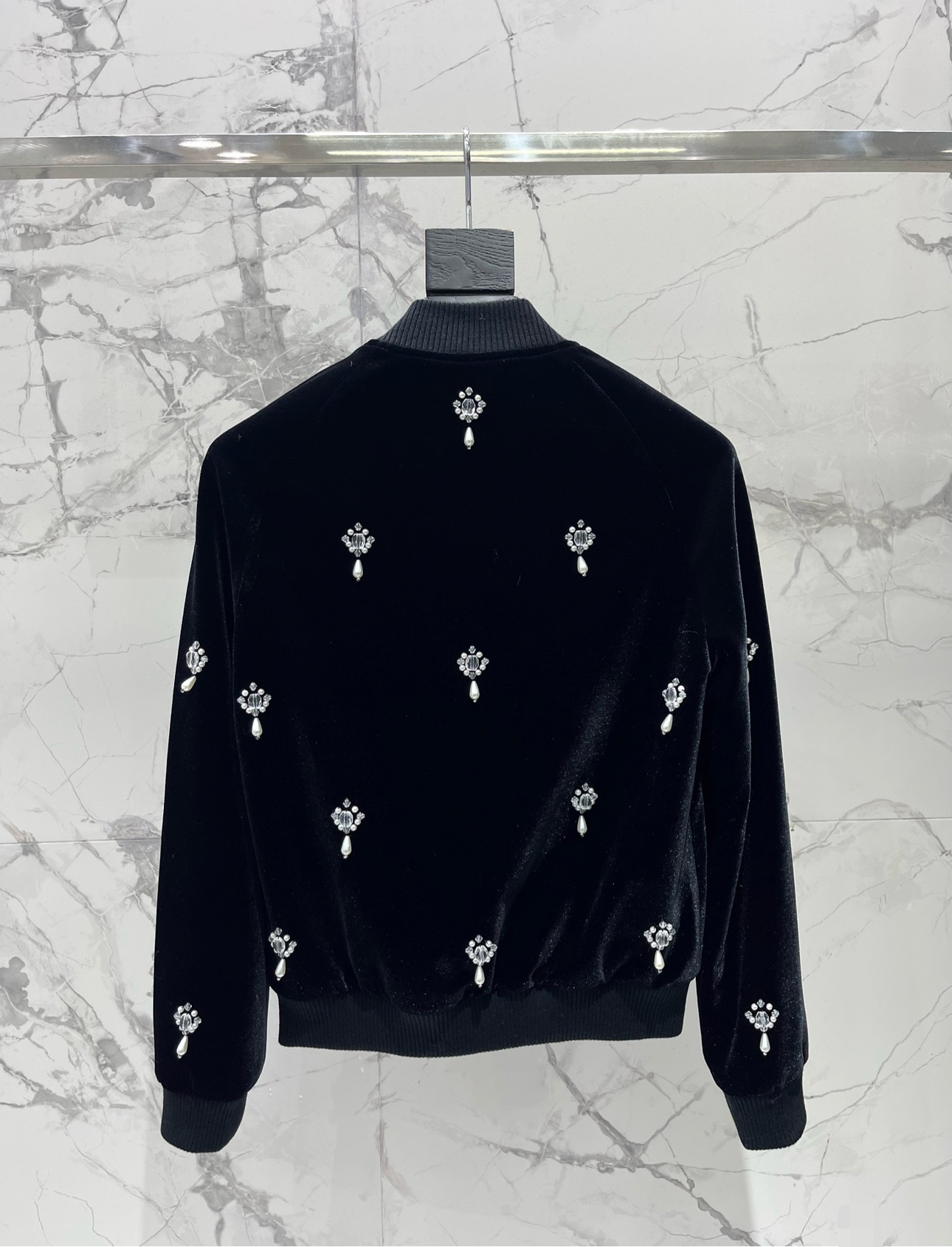 Yves Saint Laurent Embellished Velvet Jacket - Diamond Studded, Black, Women's 10 a1758851874210 8427