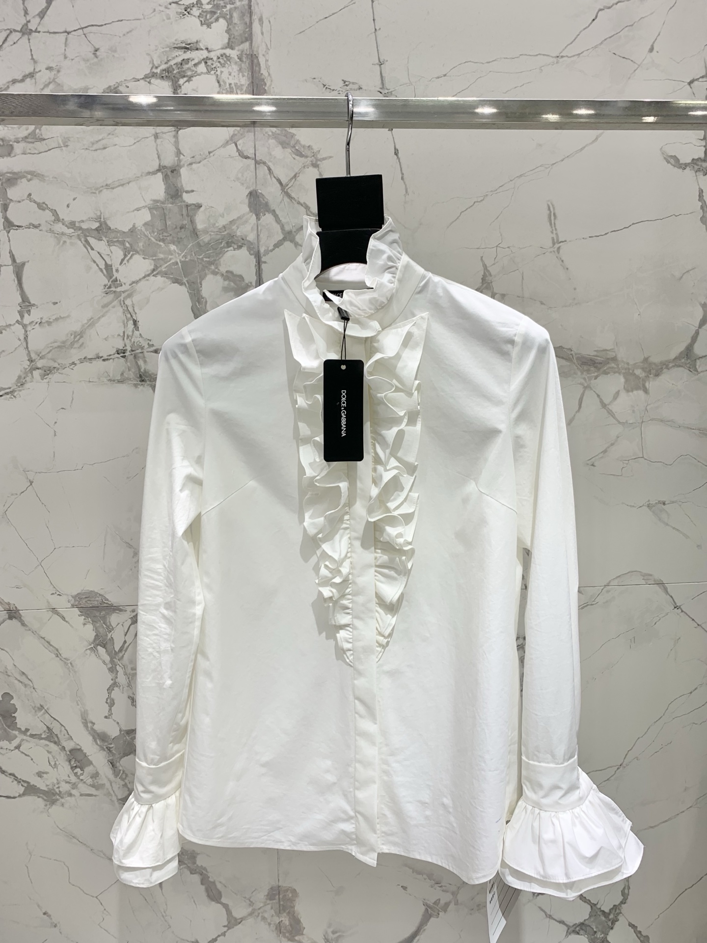 Dolce and Gabbana Ruffle High Neck Blouse