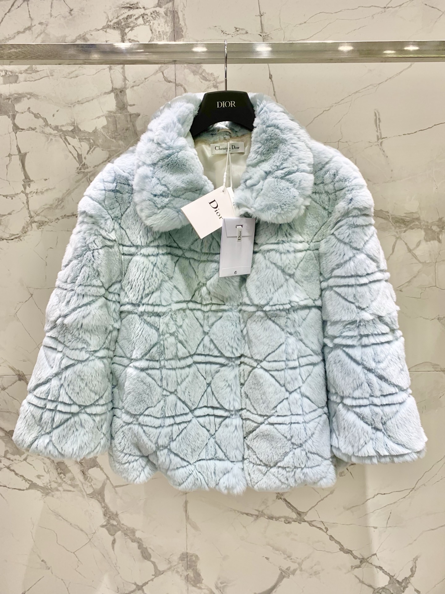 Dior Diamond Lattice Rabbit Fur Jacket: Warm, Stylish, and Retro-Chic