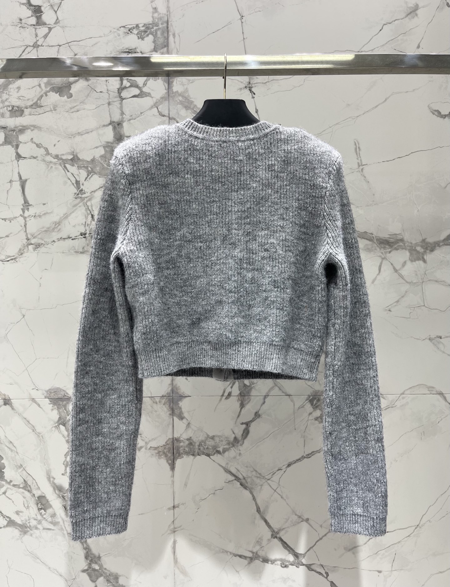 self-portrait Women 𝘀𝗲𝗹𝗳-𝗽𝗼𝗿𝘁𝗿𝗮𝗶* sp Autumn and winter New light gray diamond-embellished plush knitted suit — photo 7