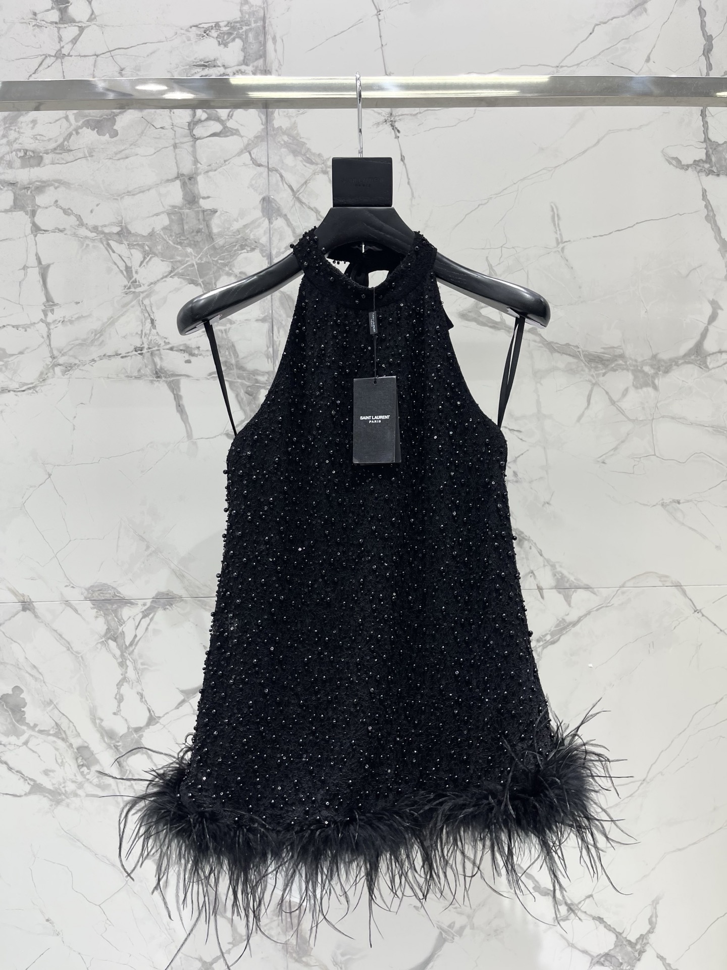 YSL Women 𝗦𝗔𝗜𝗡𝗧 𝗟𝗔𝗨𝗥𝗘𝗡* Holy Family New Heavy Industry Nailed Halter S Top