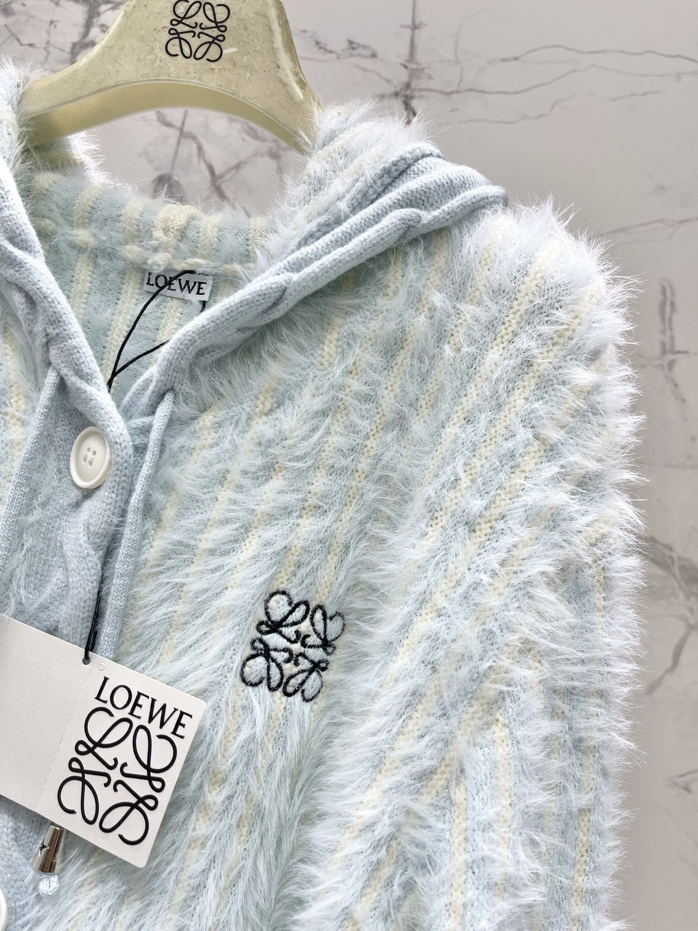 LOEWE Women 𝗟𝗢𝗘𝗪𝗘* Loewe New embroidered imitation mink knitted hooded cardigan — photo 3