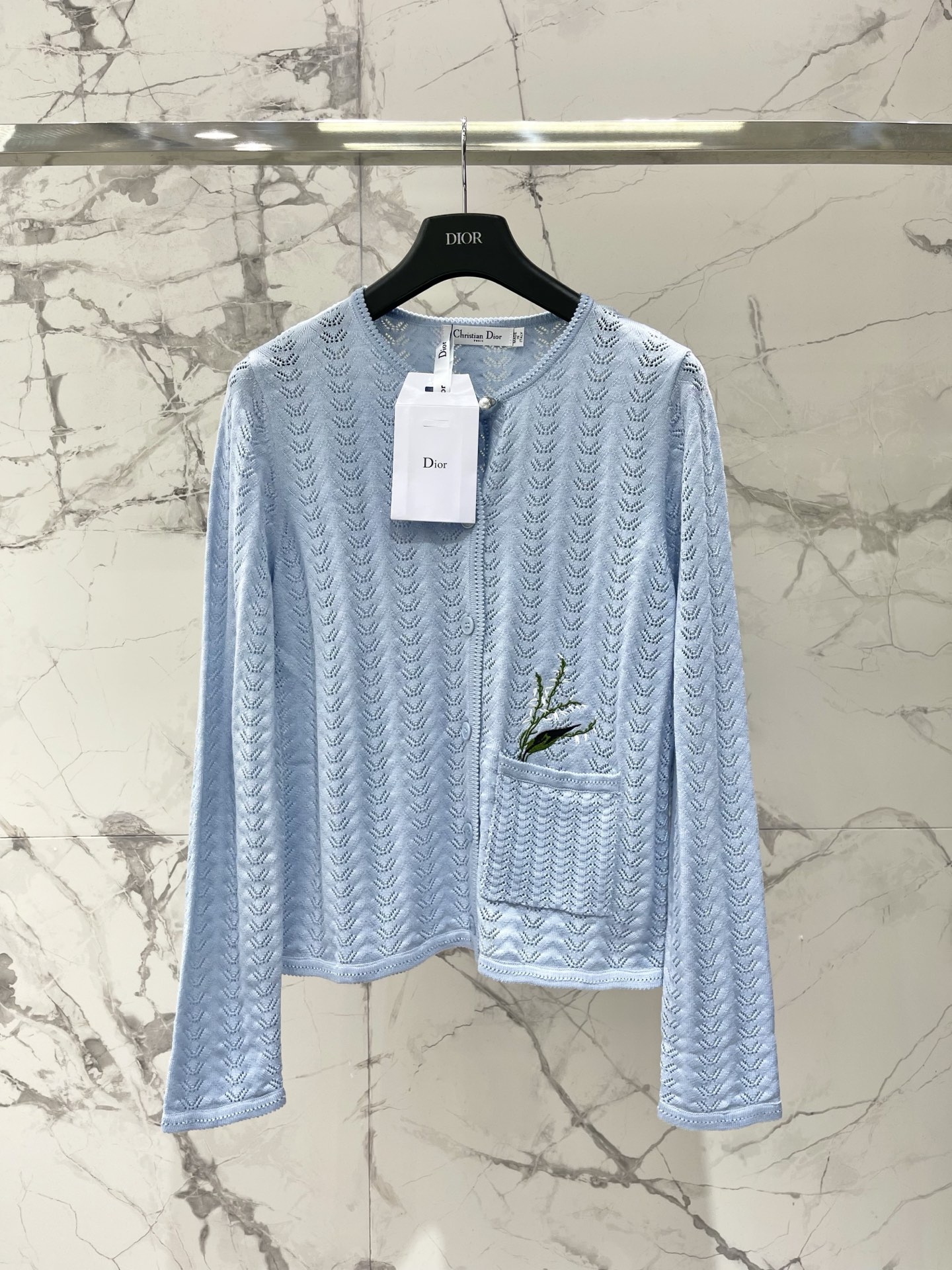 Кардиган вязаный ажурный с вышивкой Dior