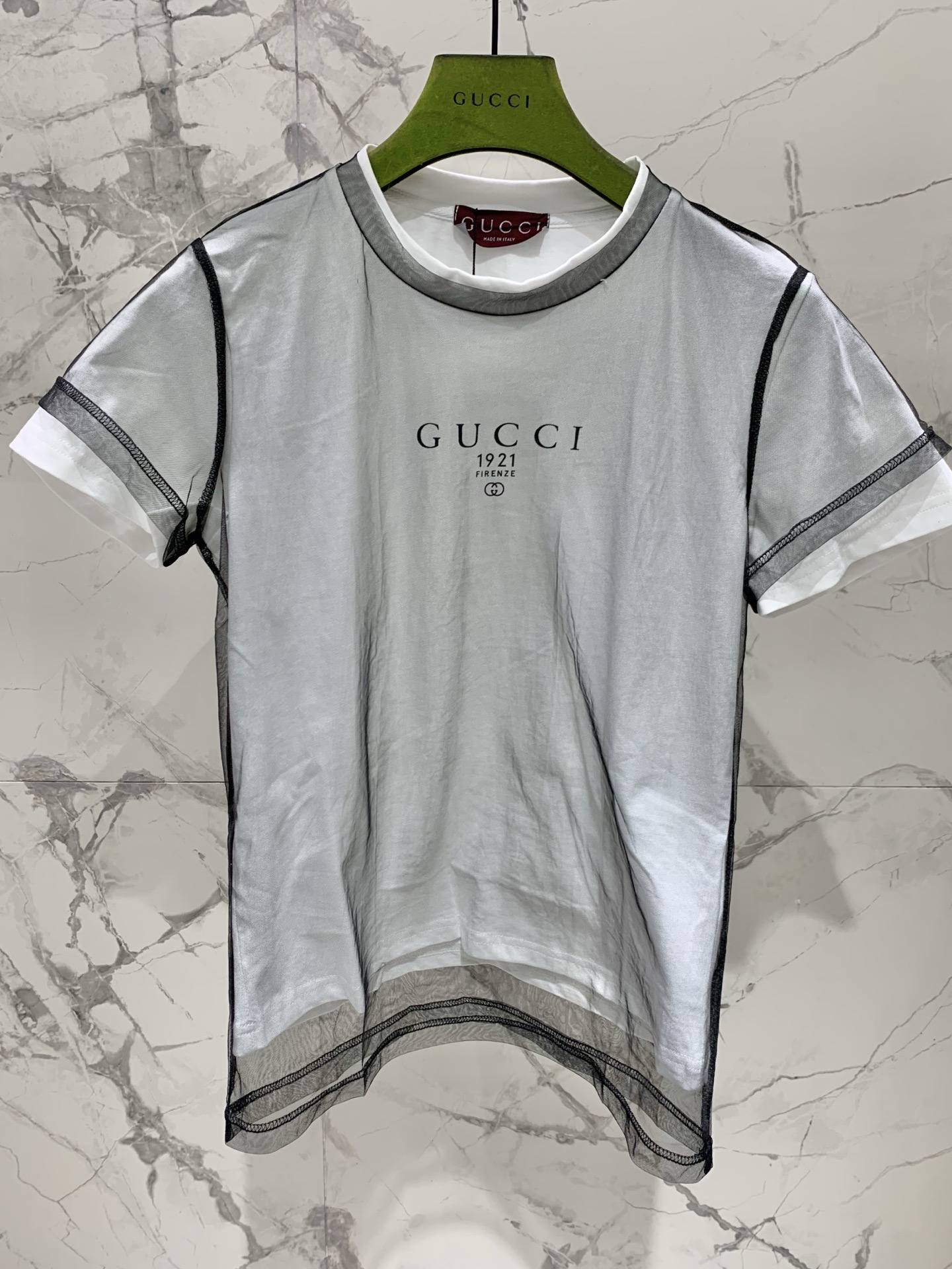 Футболка женская двойная с логотипом Gucci
