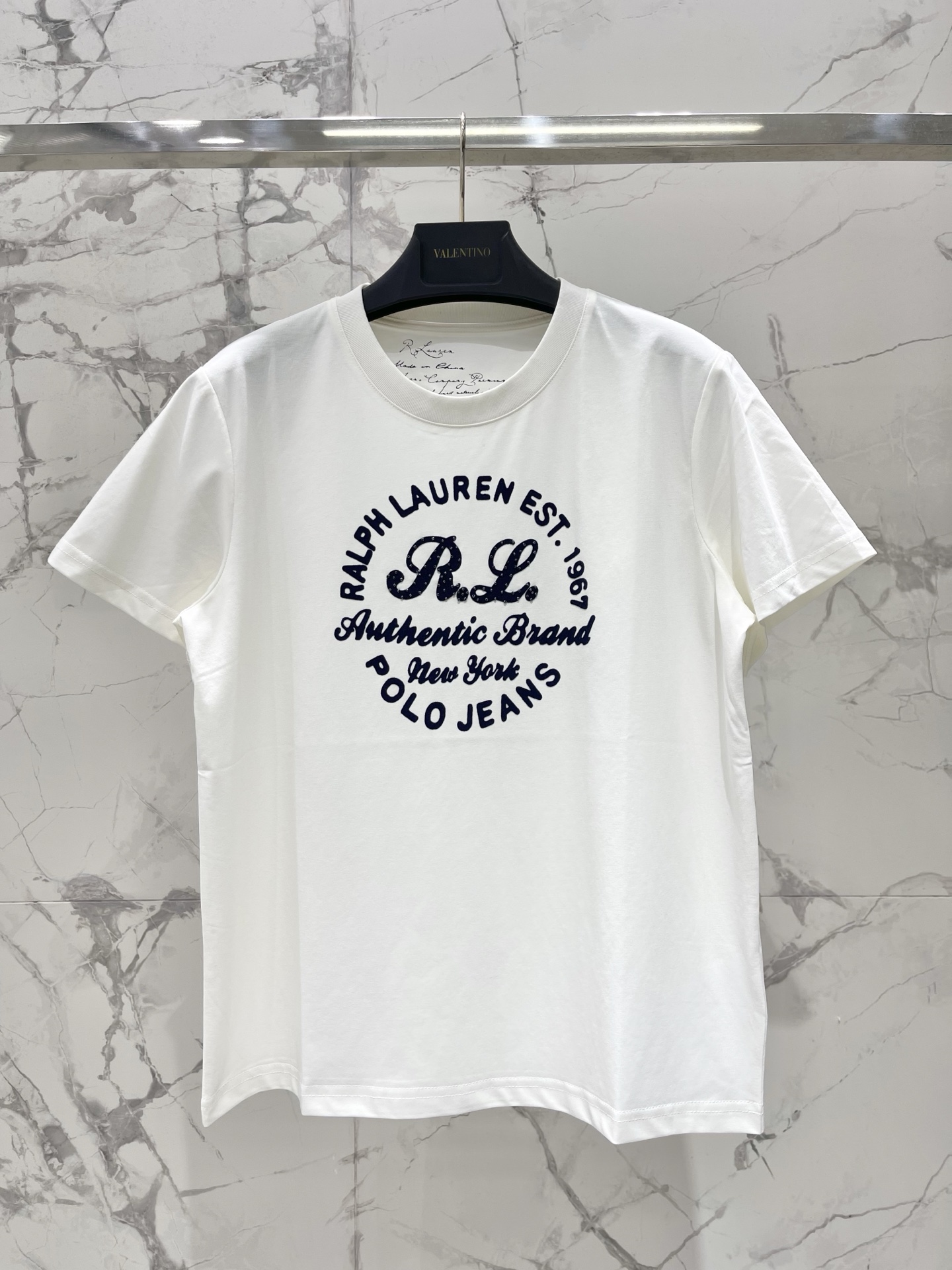 Футболка женская белая с принтом Ralph Lauren