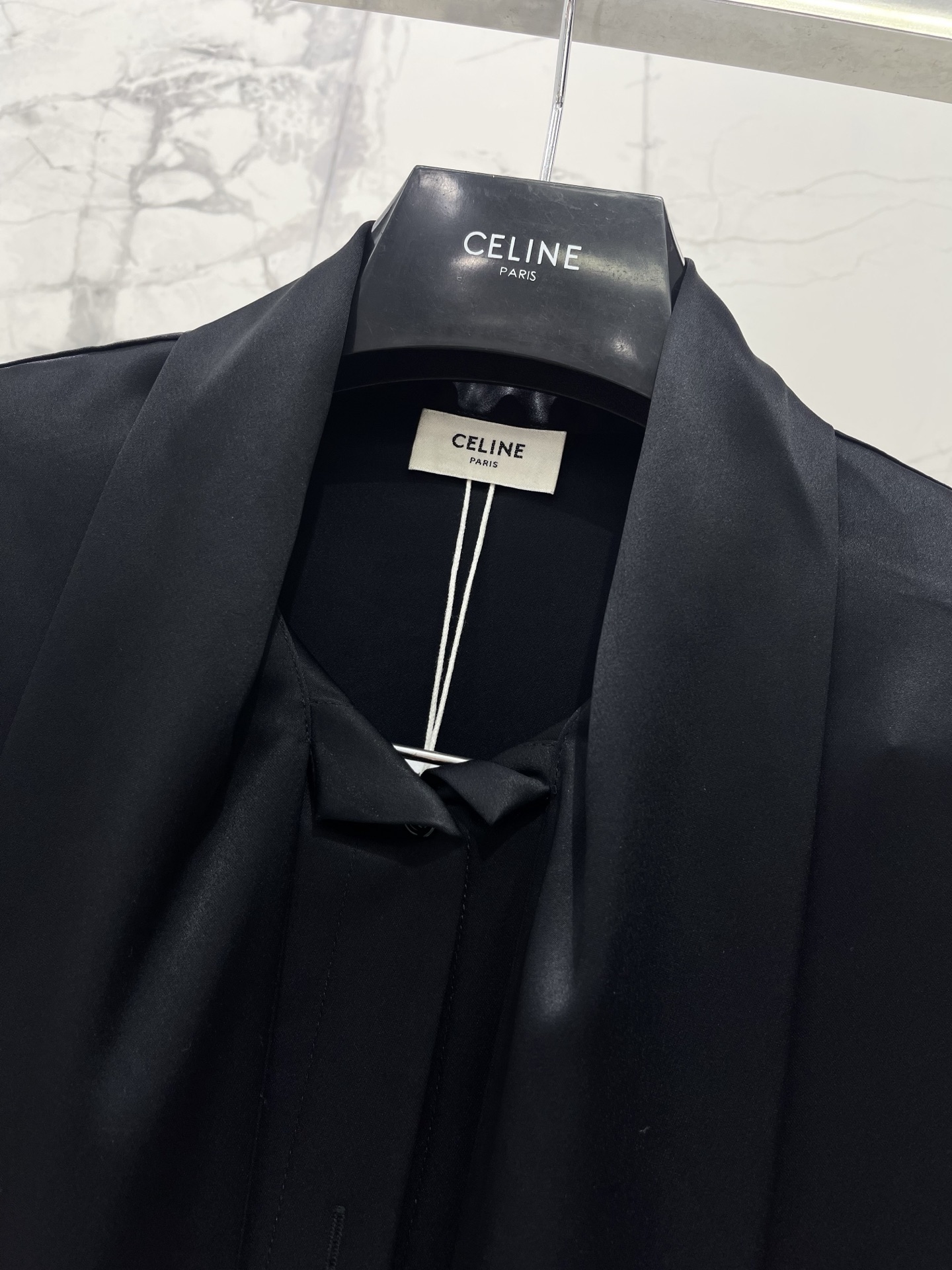 Блуза ацетатная с длинной лентой на воротнике Celine