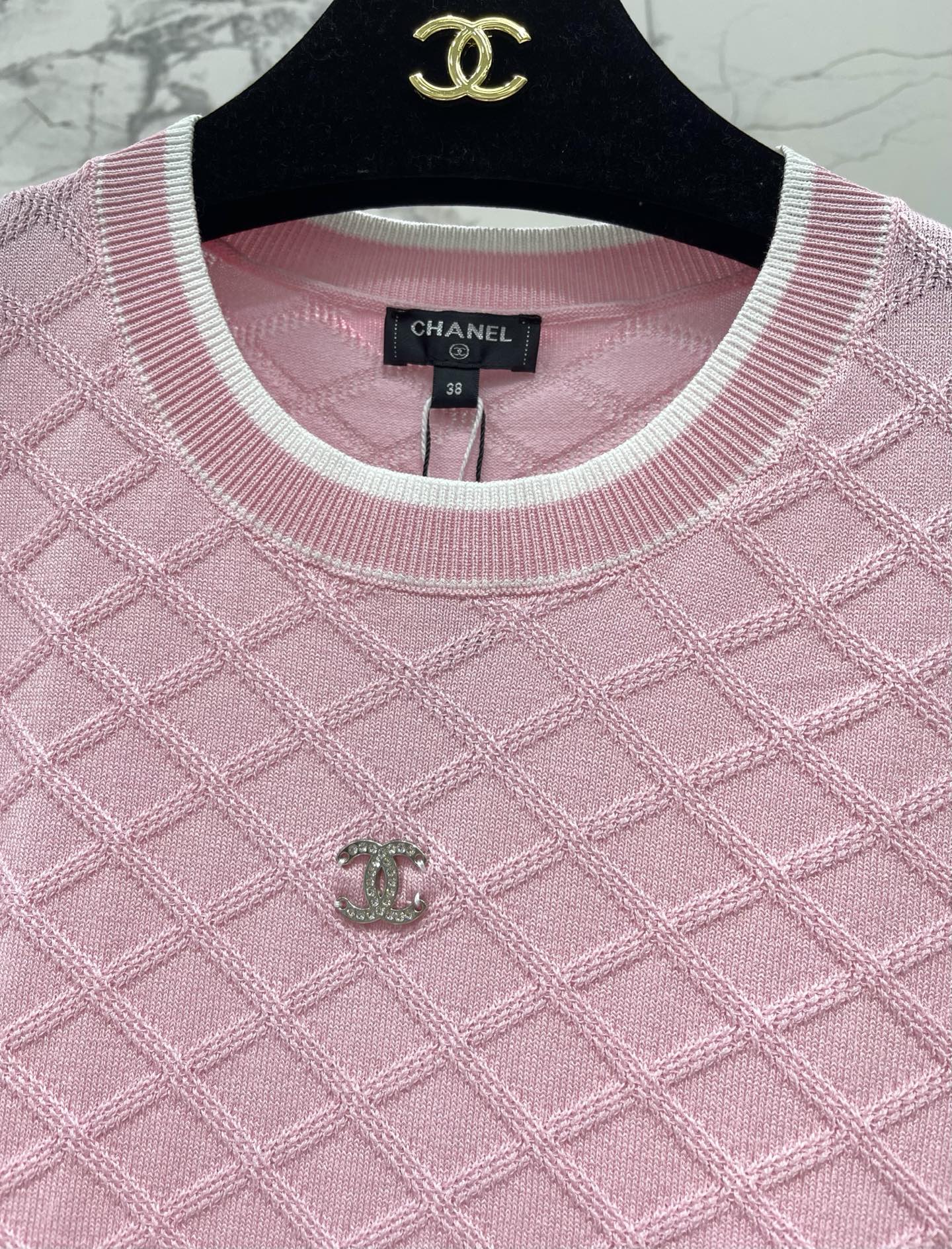 Женская вязаная майка с логотипом Chanel, розовый