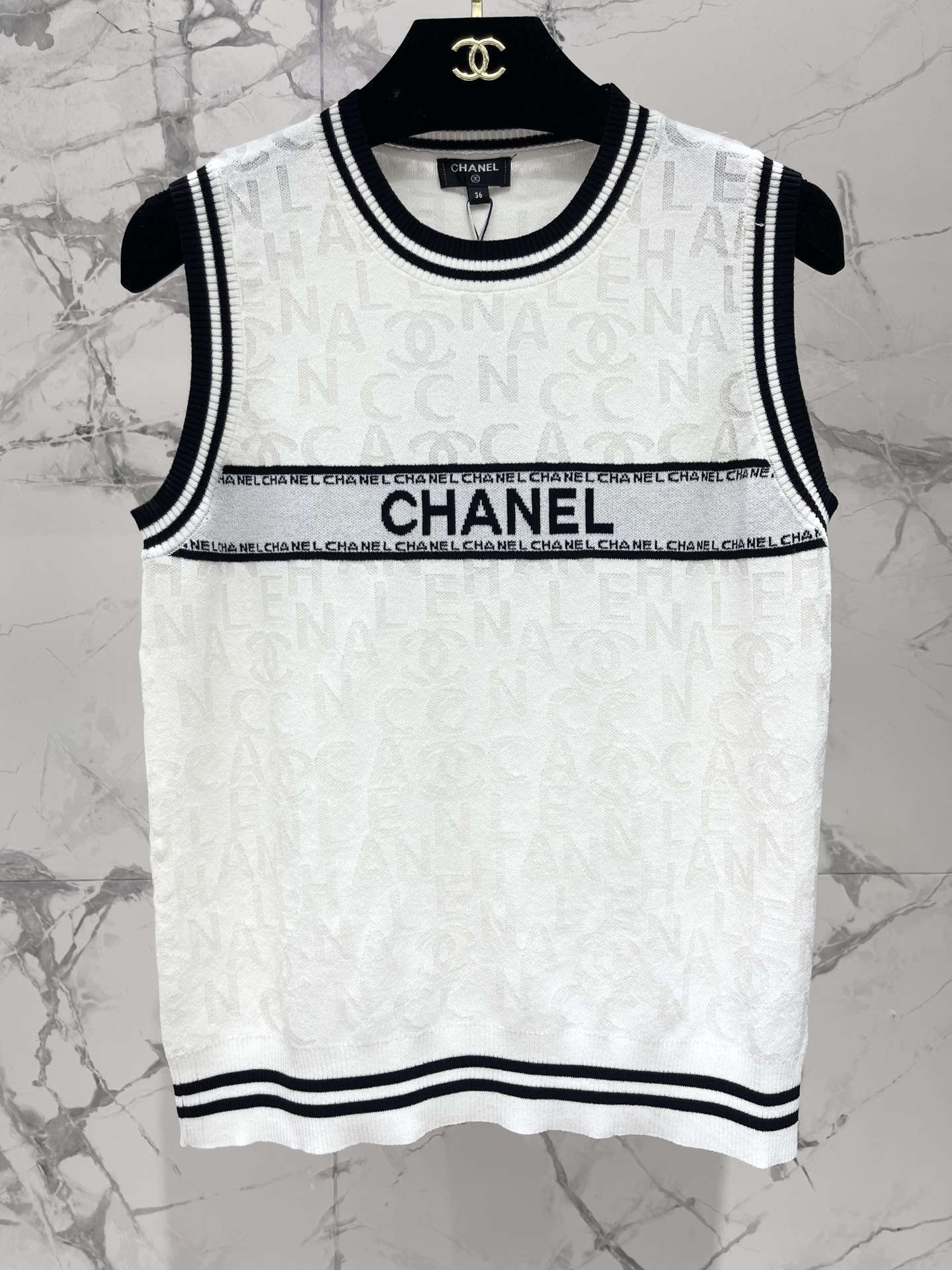 Вязаный топ с логотипом Chanel