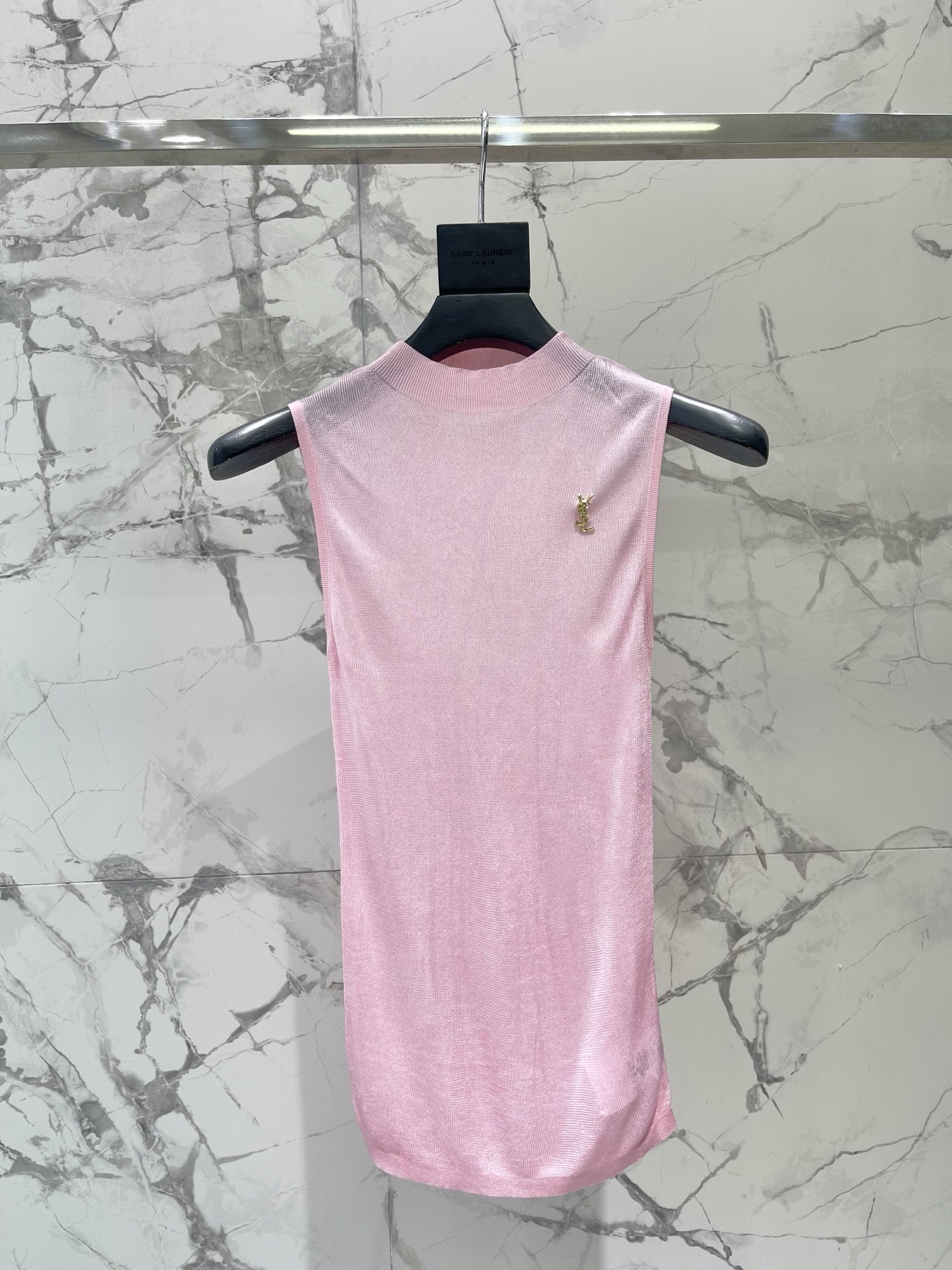 Топ бесрукавный Saint Laurent розовый полупрозрачный