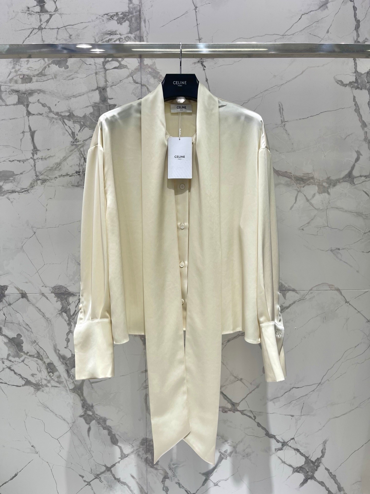 Женская рубашка Celine из шелкоподобной ткани с длинным бантом