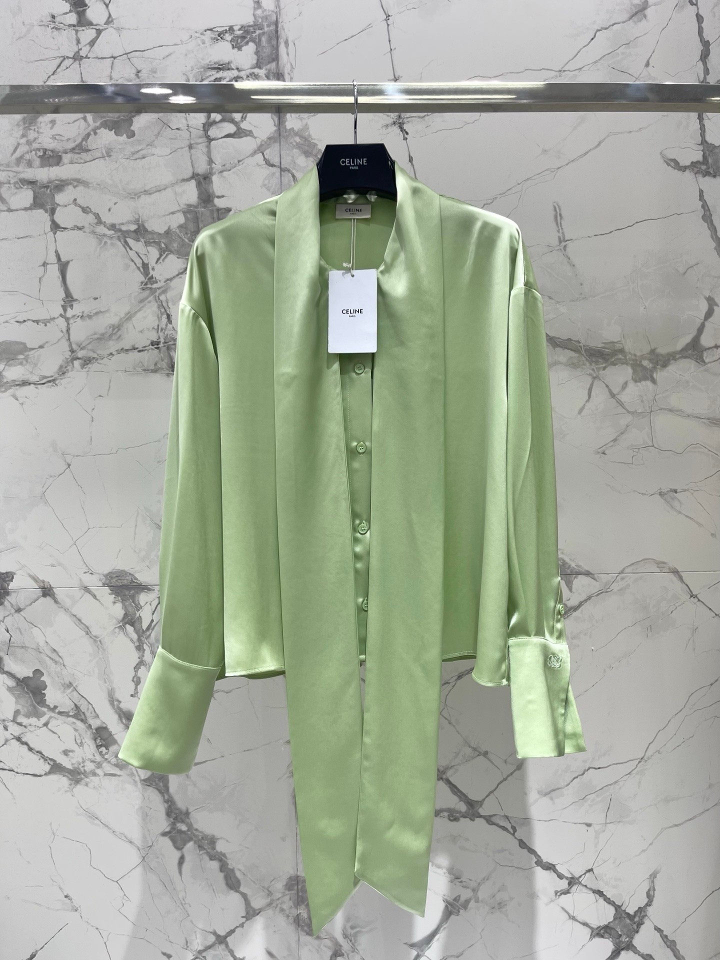 Celine Ацетатная блуза с декоративным бантом