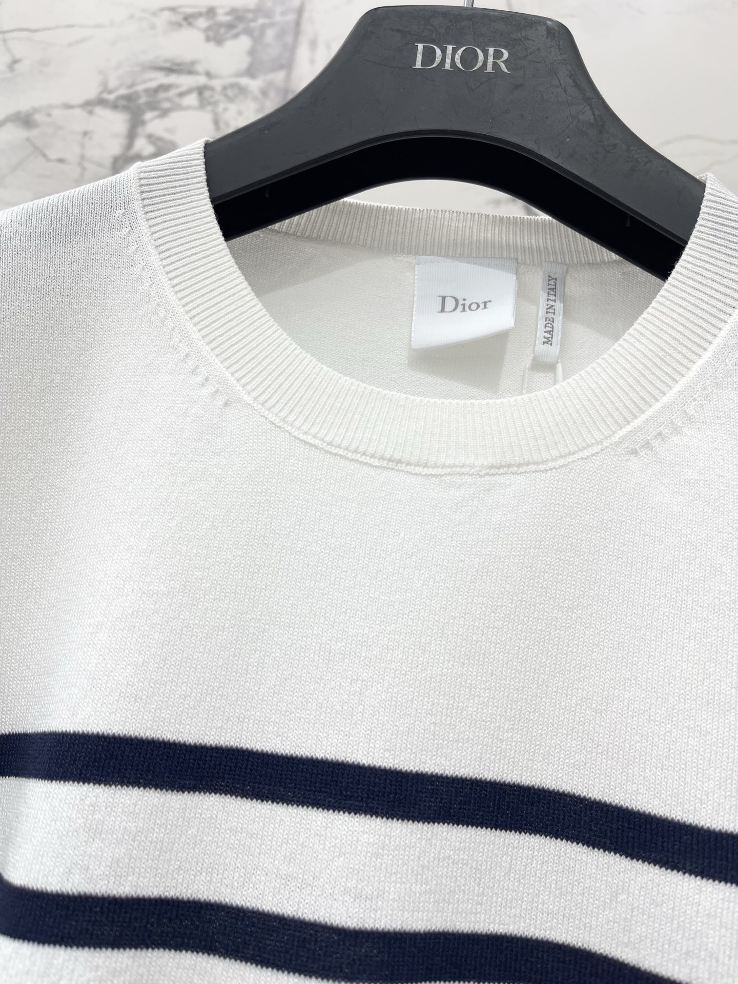 Вязаная футболка Dior с контрастными полосками