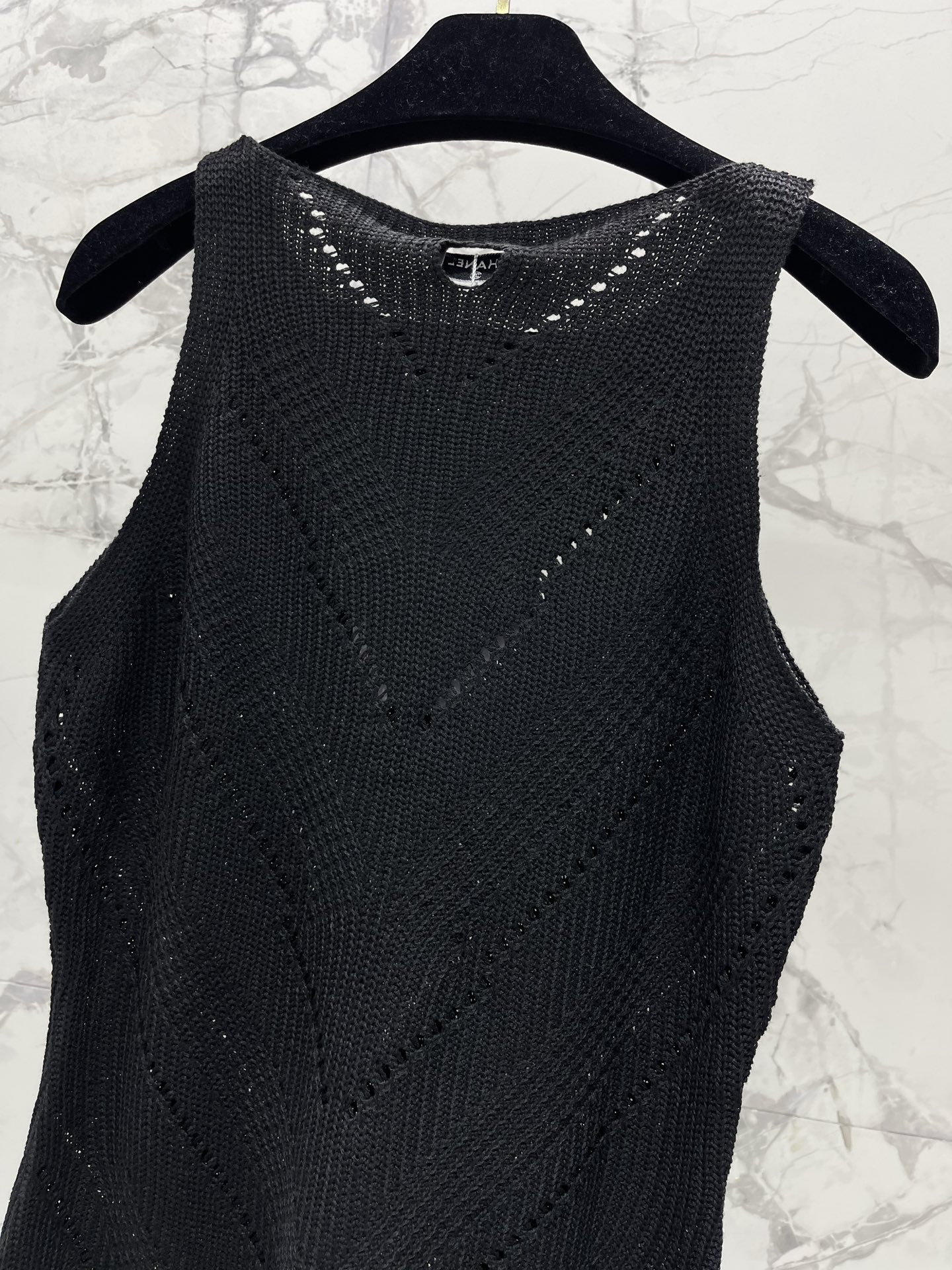 Chanel Rhinestone Openwork Knit Vest Tank Top