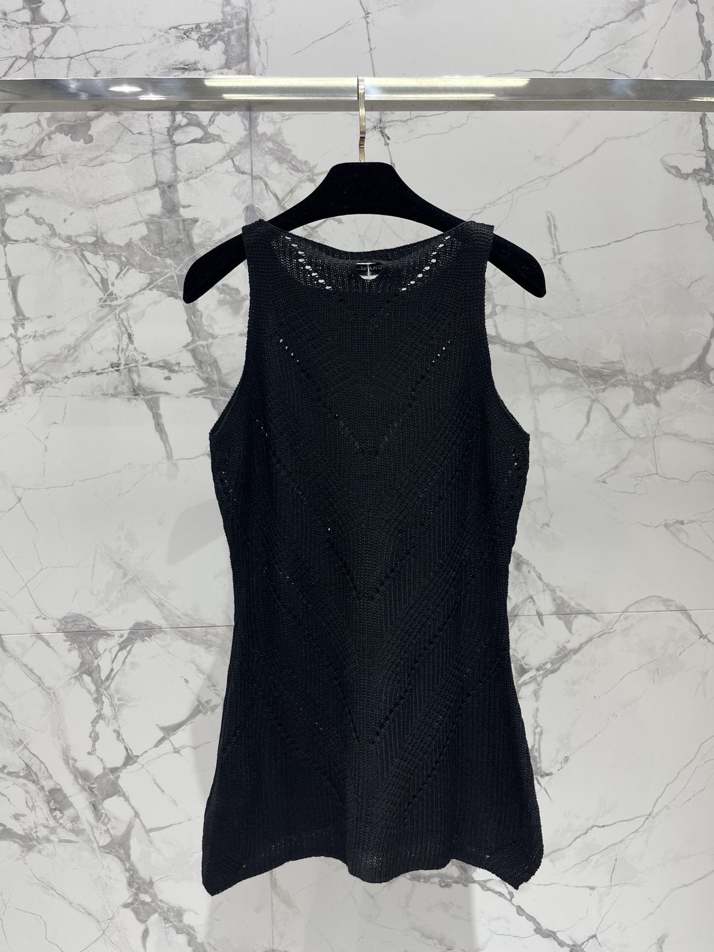 Chanel Rhinestone Openwork Knit Vest Tank Top