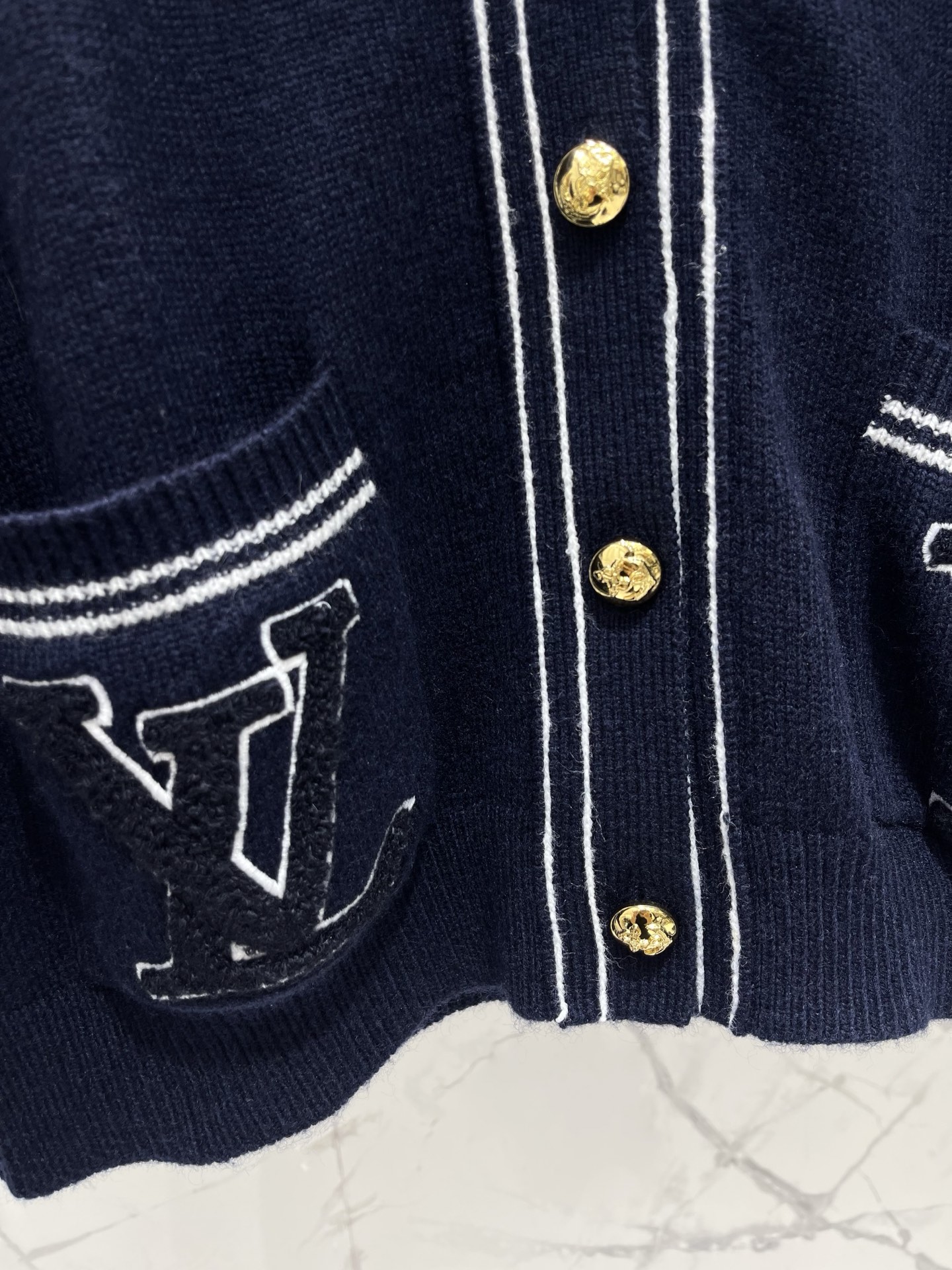 Louis Vuitton LV Embroidery Gold Button Knit Cardi